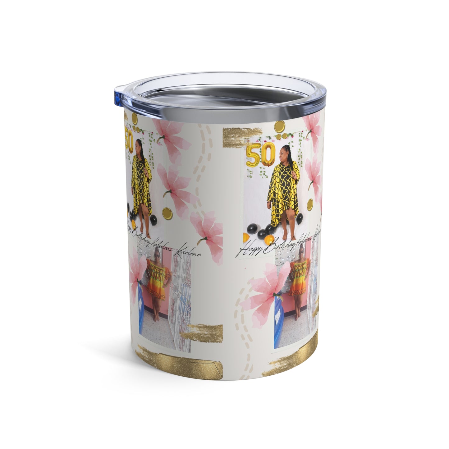 Personalized Drinkware,50th Birthday Floral Tumbler, Unique Gift, Party Favor, Celebration Keepsake, Custom Tumbler
