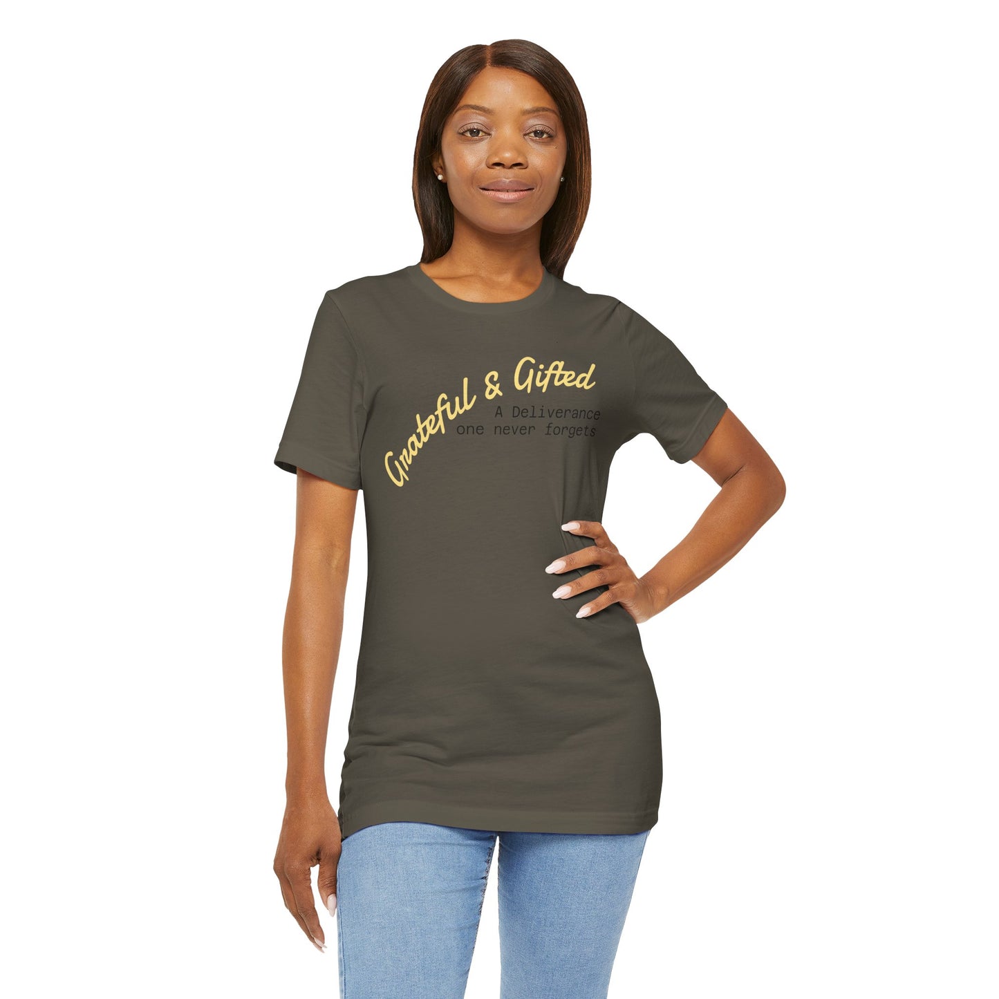 Grateful & Gifted Tee - Unisex Jersey Short Sleeve T-Shirt, Inspirational Gift, Casual Wear, Celebration Shirt, Everyday Comfort