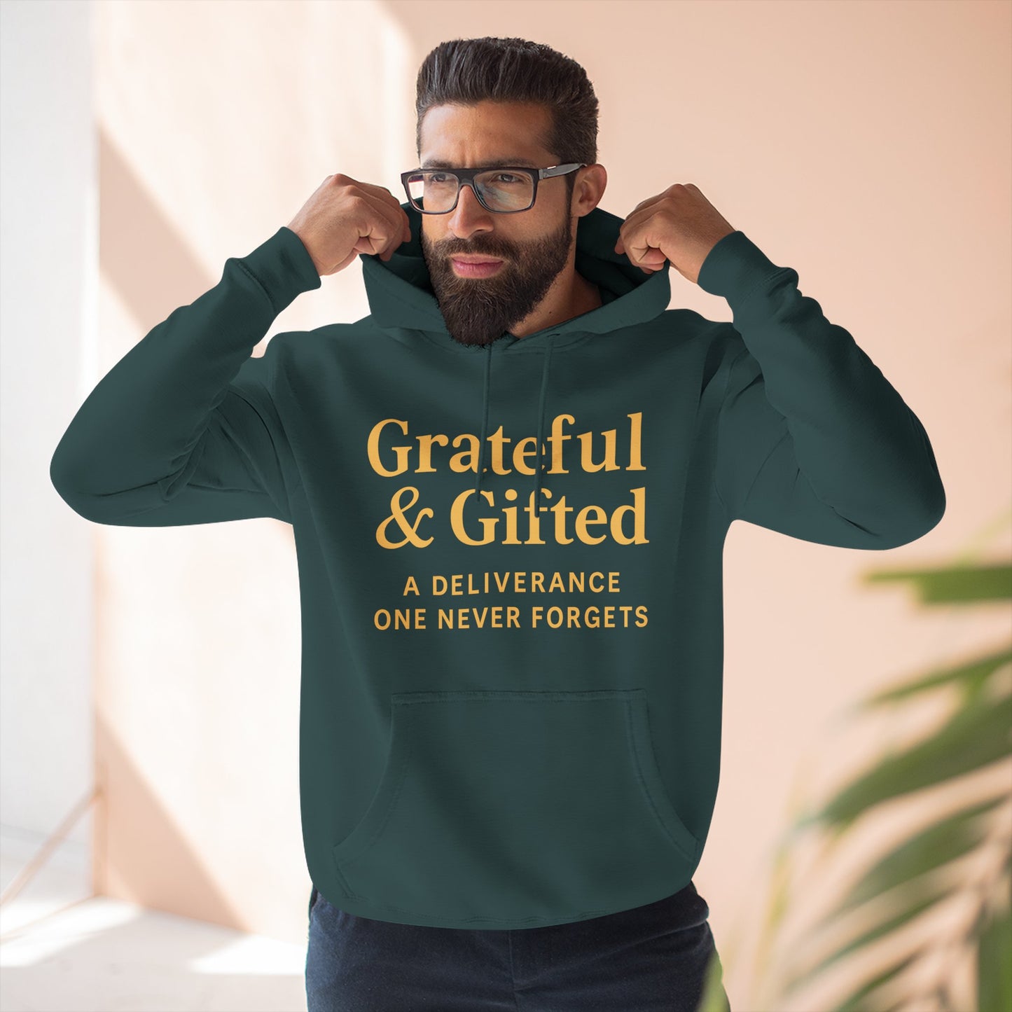 Grateful & Gifted Fleece Hoodie, Cozy Sweatshirt, Inspirational Hoodie, Perfect Gift for Holidays, Comfortable Casual Wear