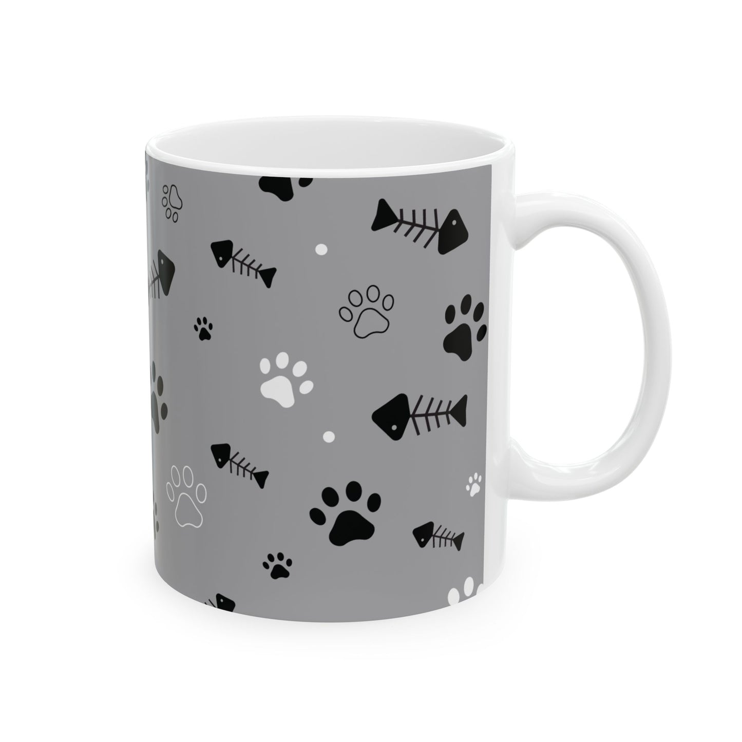 Fish Bone Ceramic Mug, (11oz, 15oz), Fish Bone Coffee Mug,