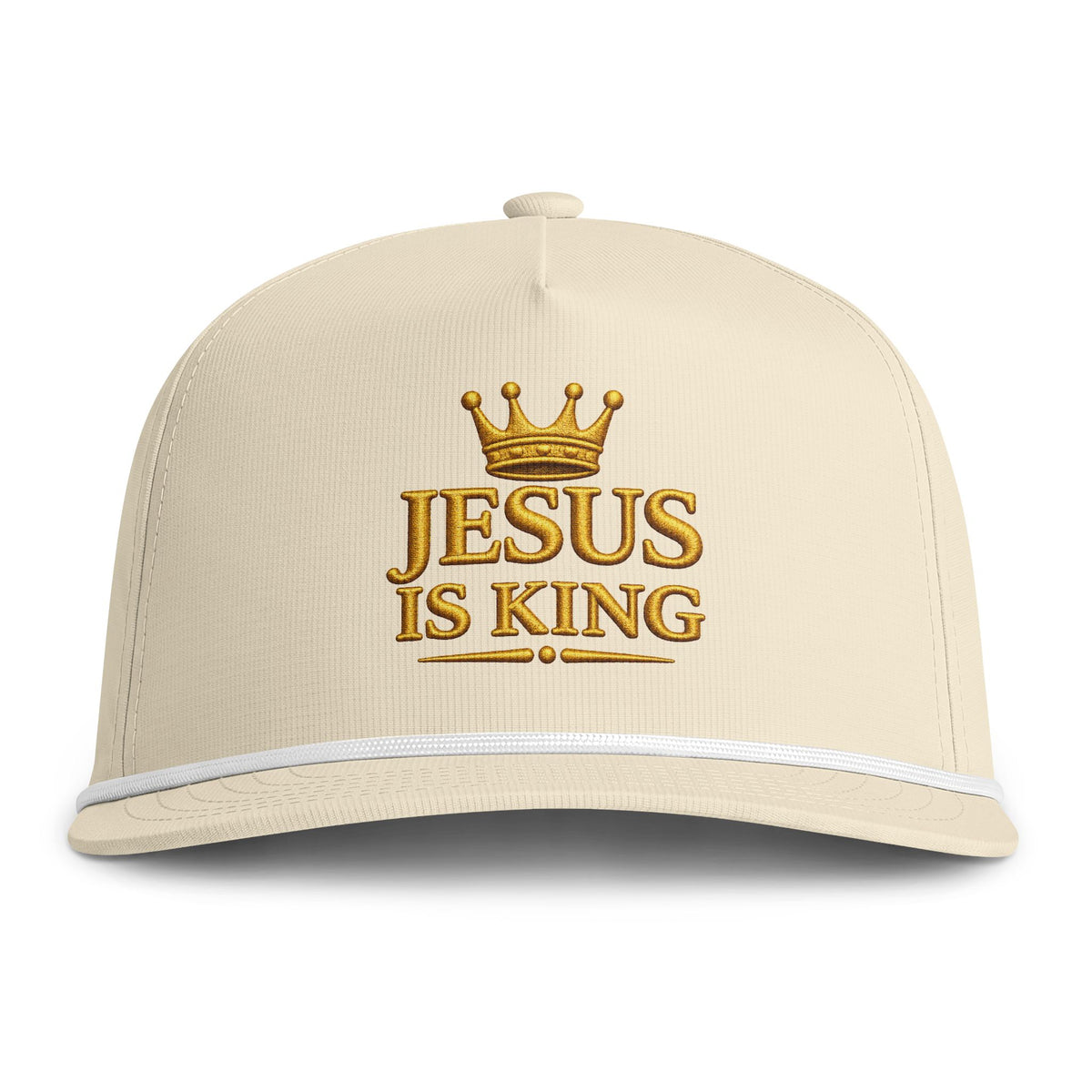 Jesus Is King Rope Cap — Embroidered Crown Christian Baseball Hat