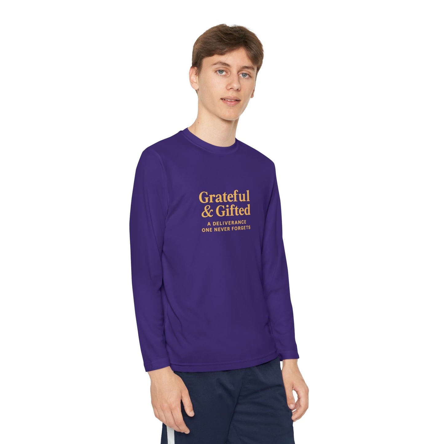 Grateful & Gifted Youth Long Sleeve Tee, Kids Motivational Shirt, Gift for Teens, Everyday Wear, Relaxed Fit T-Shirt