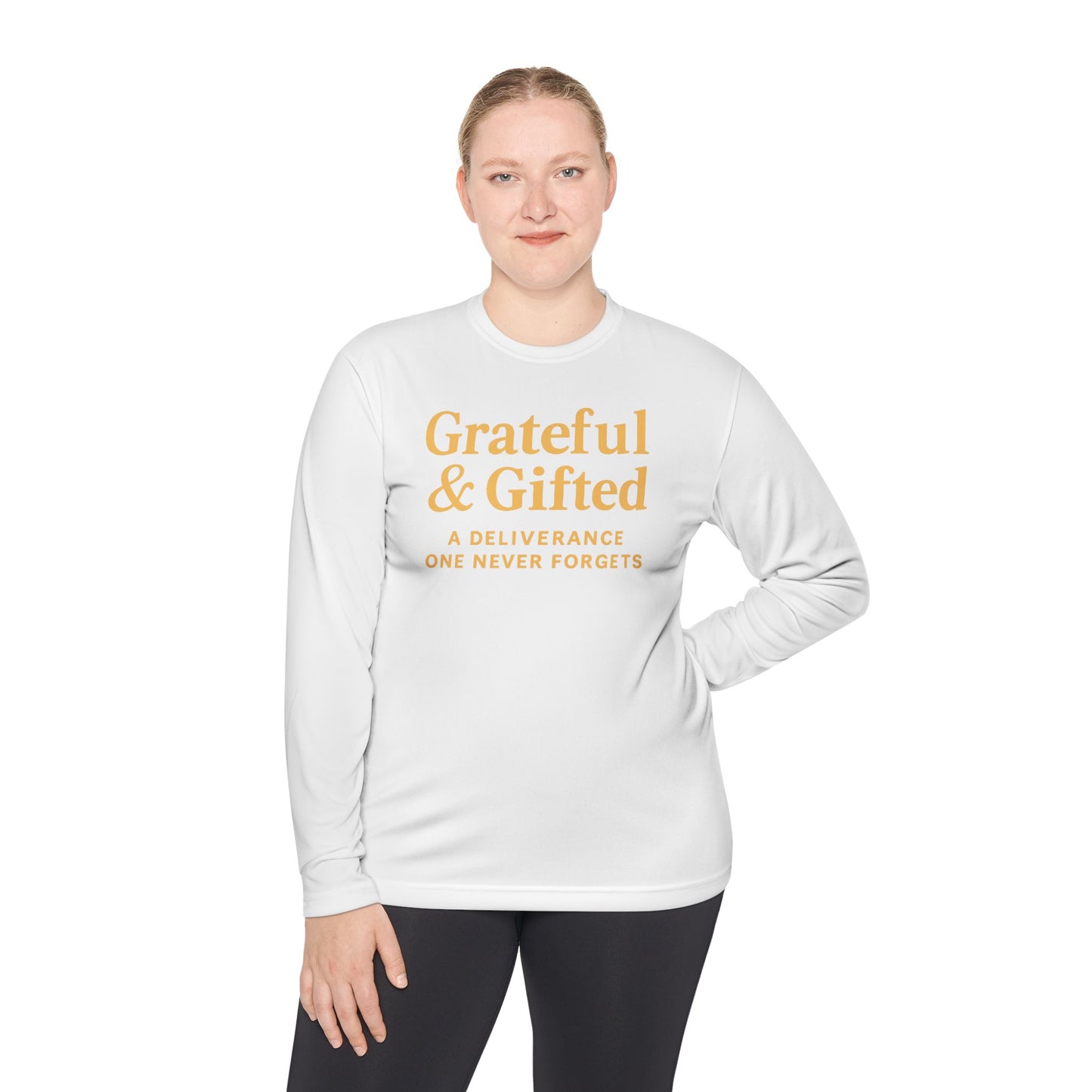 Grateful & Gifted Long Sleeve Tee | Inspirational Gift, Unisex Shirt, Perfect for Celebrations, Casual Wear, Thoughtful Present