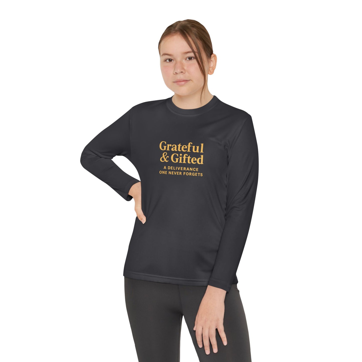 Grateful & Gifted Youth Long Sleeve Tee, Kids Motivational Shirt, Gift for Teens, Everyday Wear, Relaxed Fit T-Shirt