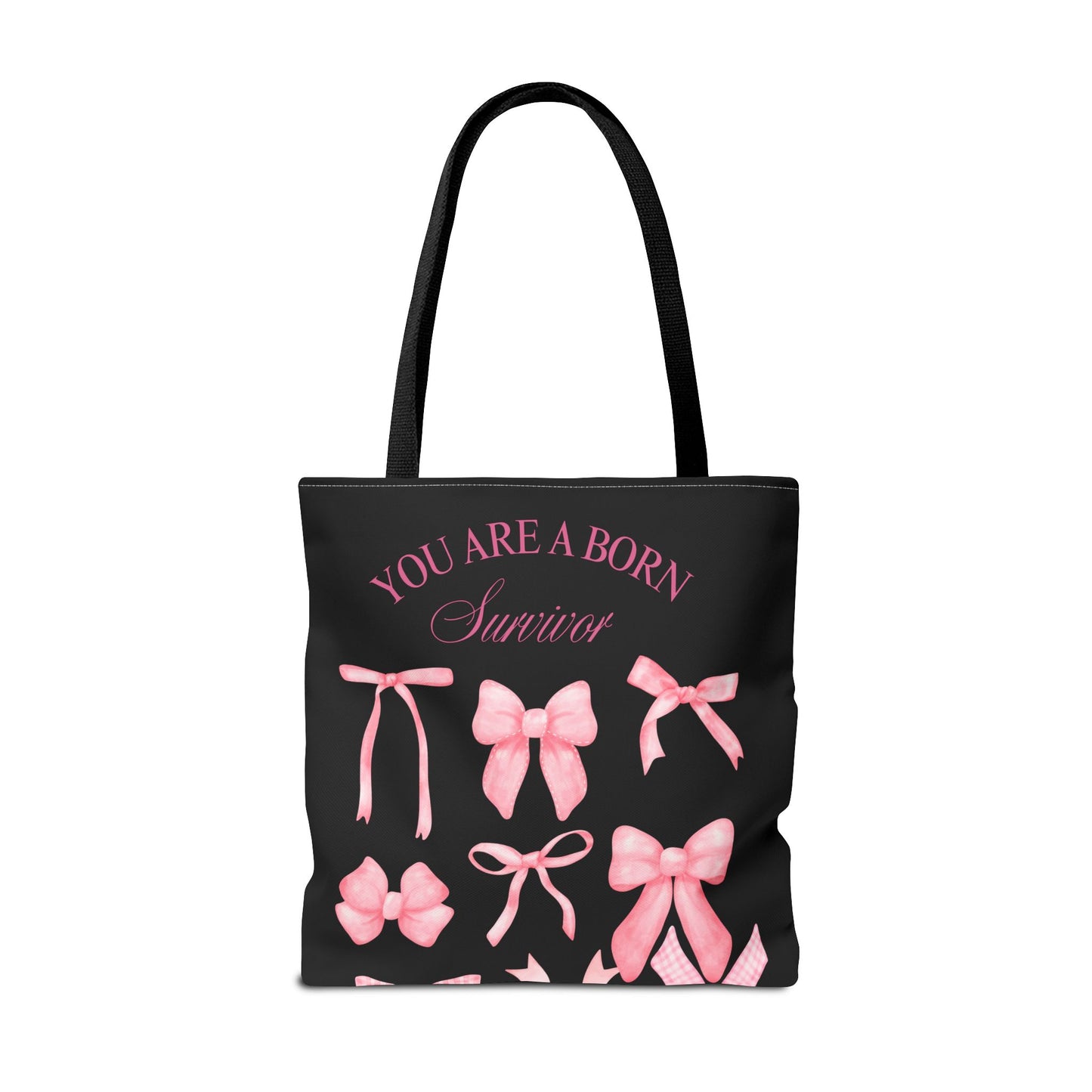 Empowering Pink Ribbon Tote Bag, Breast Cancer Awareness, Survivor Gift, Inspirational Bag, Bows & Ribbons Design, Supportive Gift