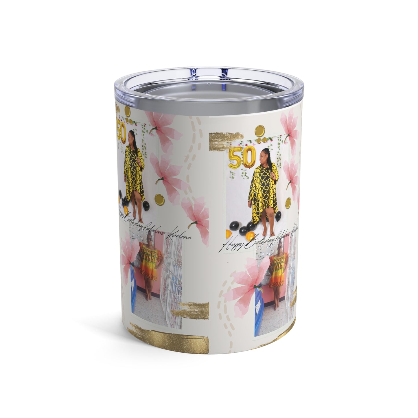 Personalized Drinkware,50th Birthday Floral Tumbler, Unique Gift, Party Favor, Celebration Keepsake, Custom Tumbler
