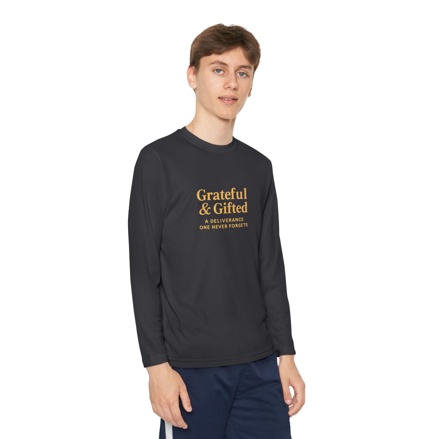 Grateful & Gifted Youth Long Sleeve Tee, Kids Motivational Shirt, Gift for Teens, Everyday Wear, Relaxed Fit T-Shirt