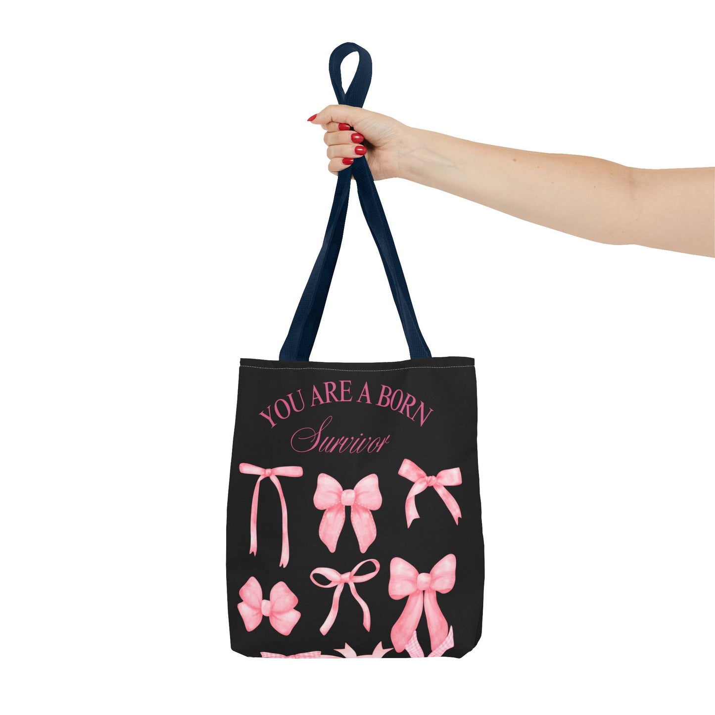 Empowering Pink Ribbon Tote Bag, Breast Cancer Awareness, Survivor Gift, Inspirational Bag, Bows & Ribbons Design, Supportive Gift