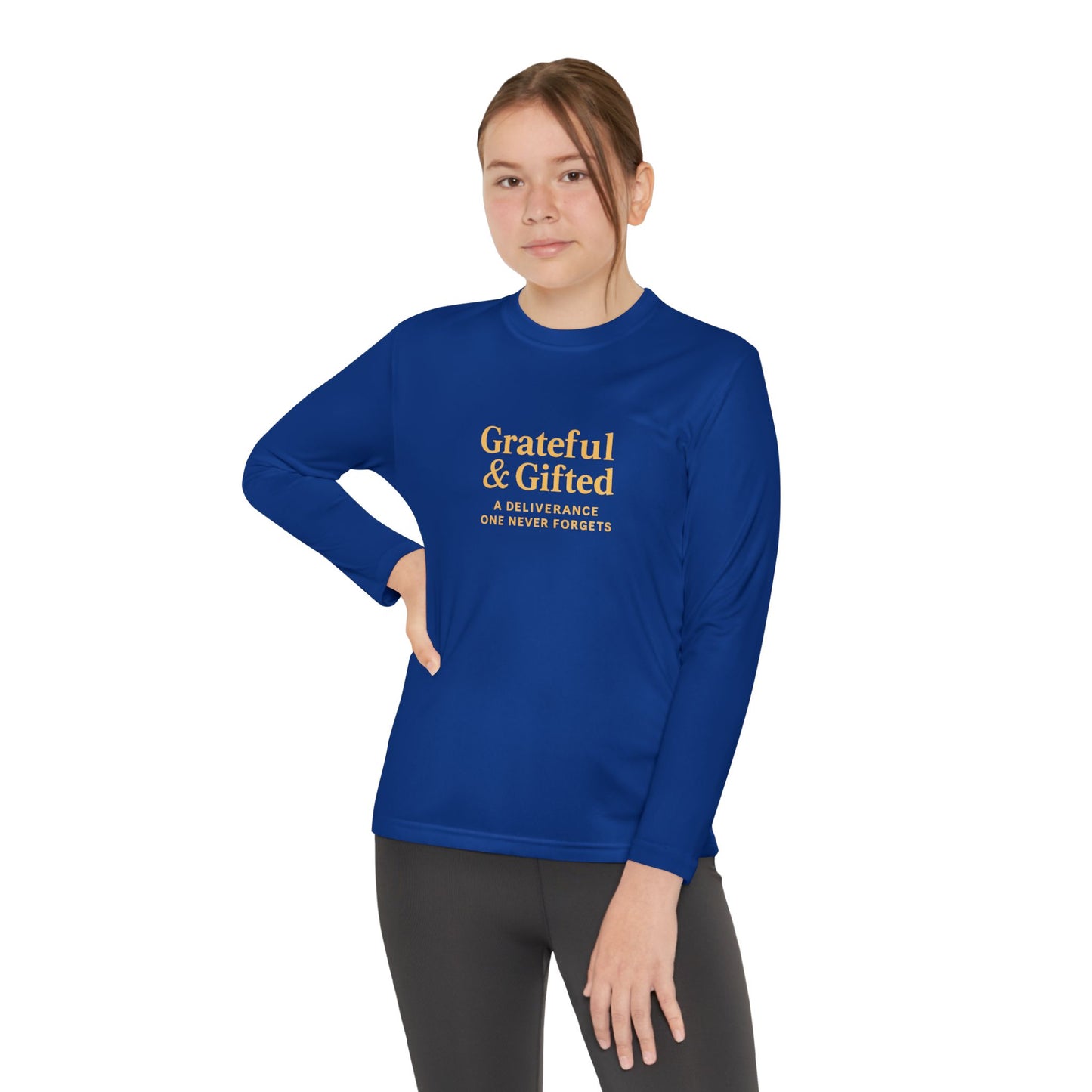 Grateful & Gifted Youth Long Sleeve Tee, Kids Motivational Shirt, Gift for Teens, Everyday Wear, Relaxed Fit T-Shirt