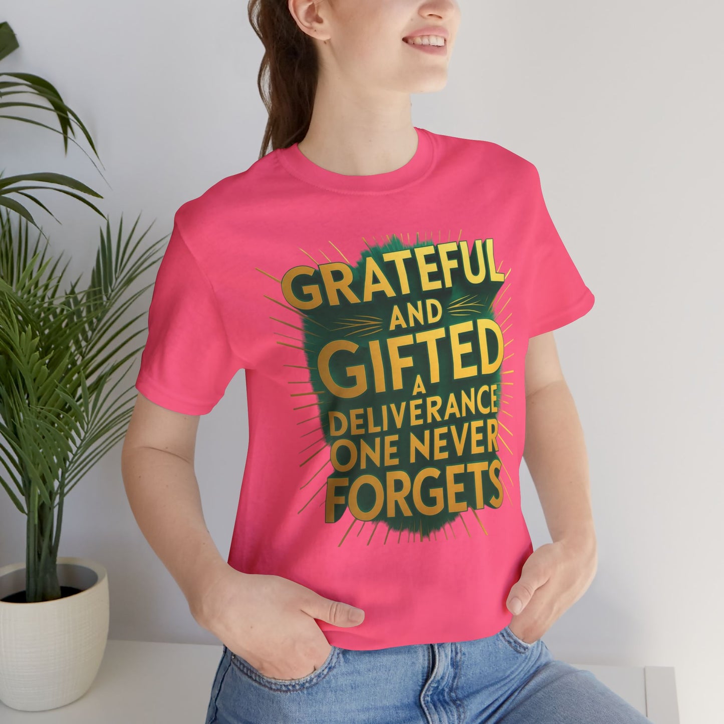 Grateful and Gifted T-Shirt | Unisex Jersey Tee for Celebrations, Birthday Gift, Inspirational Apparel, Everyday Wear