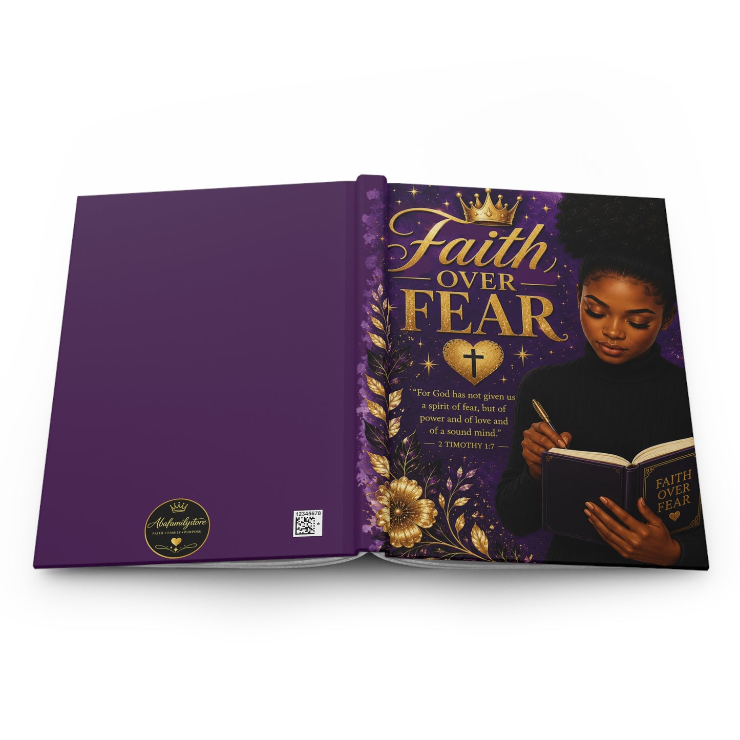 Faith Over Fear Hardcover Journal — Christian Inspirational Notebook with Bible Verse