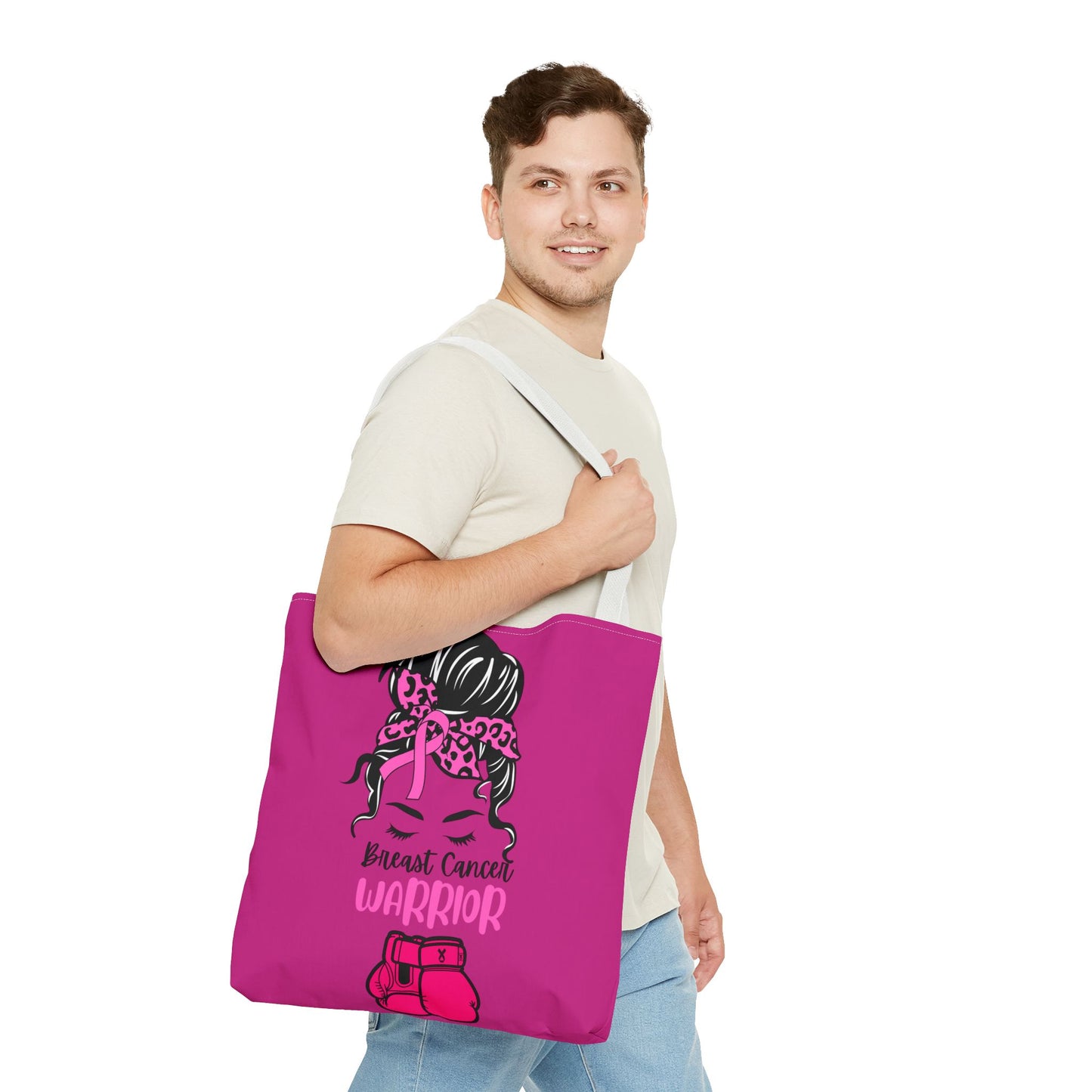 Empowering Warrior Tote Bag - Breast Cancer Awareness, Gift for Survivors, Inspirational, Pink Fighter Bag, Supportive Tote