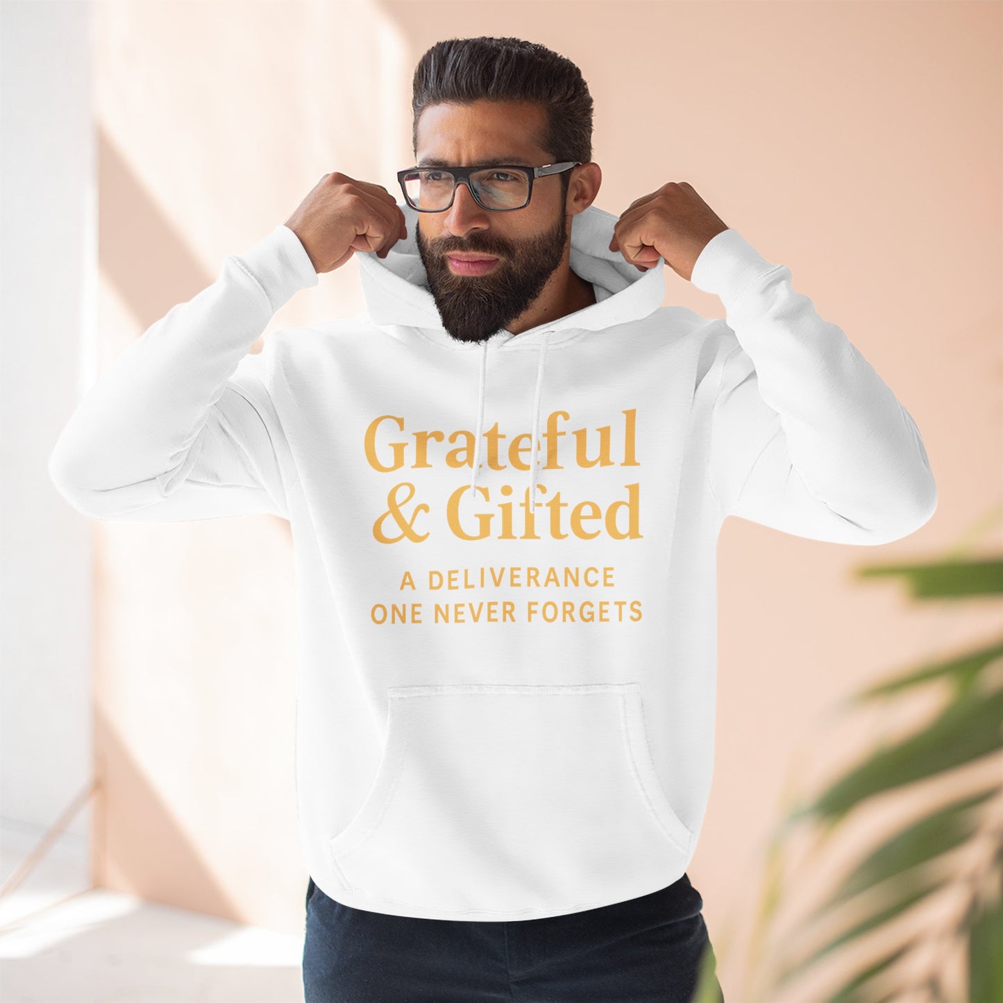 Grateful & Gifted Fleece Hoodie, Cozy Sweatshirt, Inspirational Hoodie, Perfect Gift for Holidays, Comfortable Casual Wear