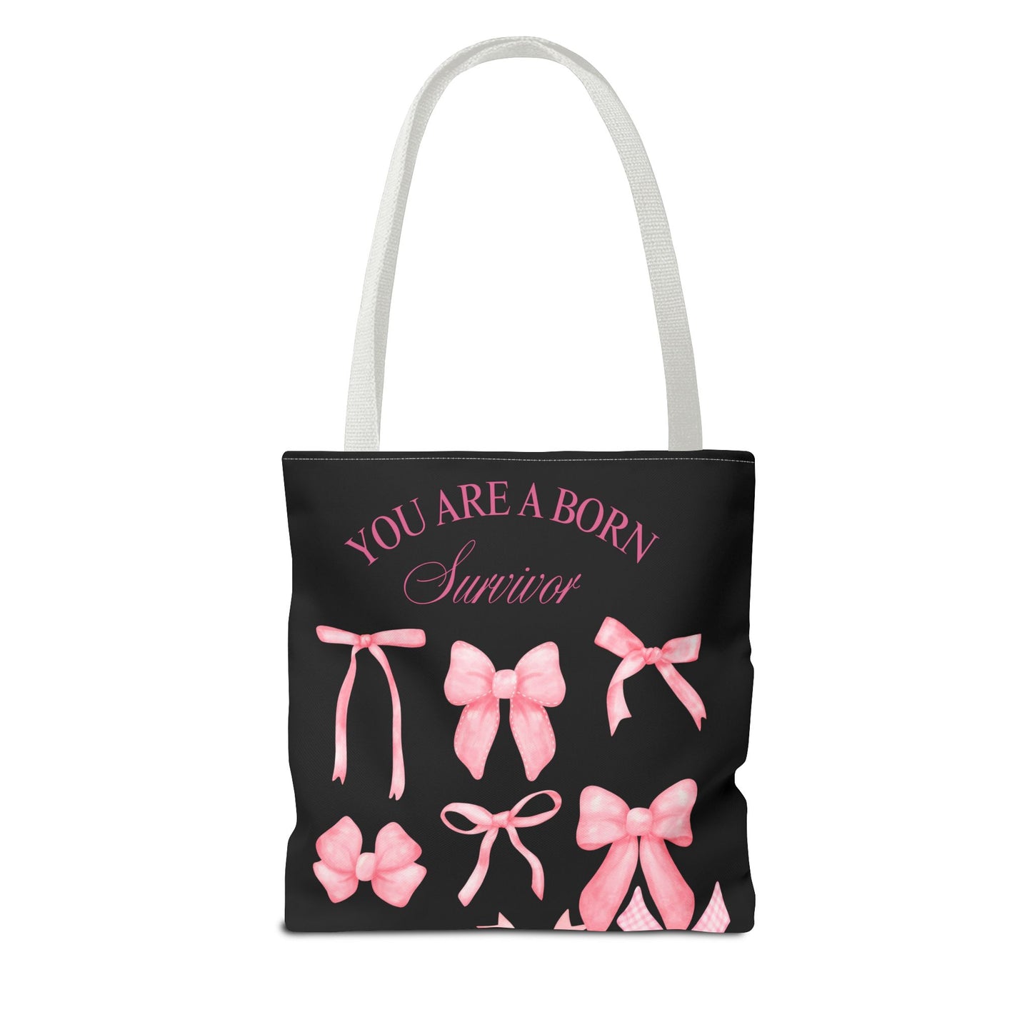 Empowering Pink Ribbon Tote Bag, Breast Cancer Awareness, Survivor Gift, Inspirational Bag, Bows & Ribbons Design, Supportive Gift