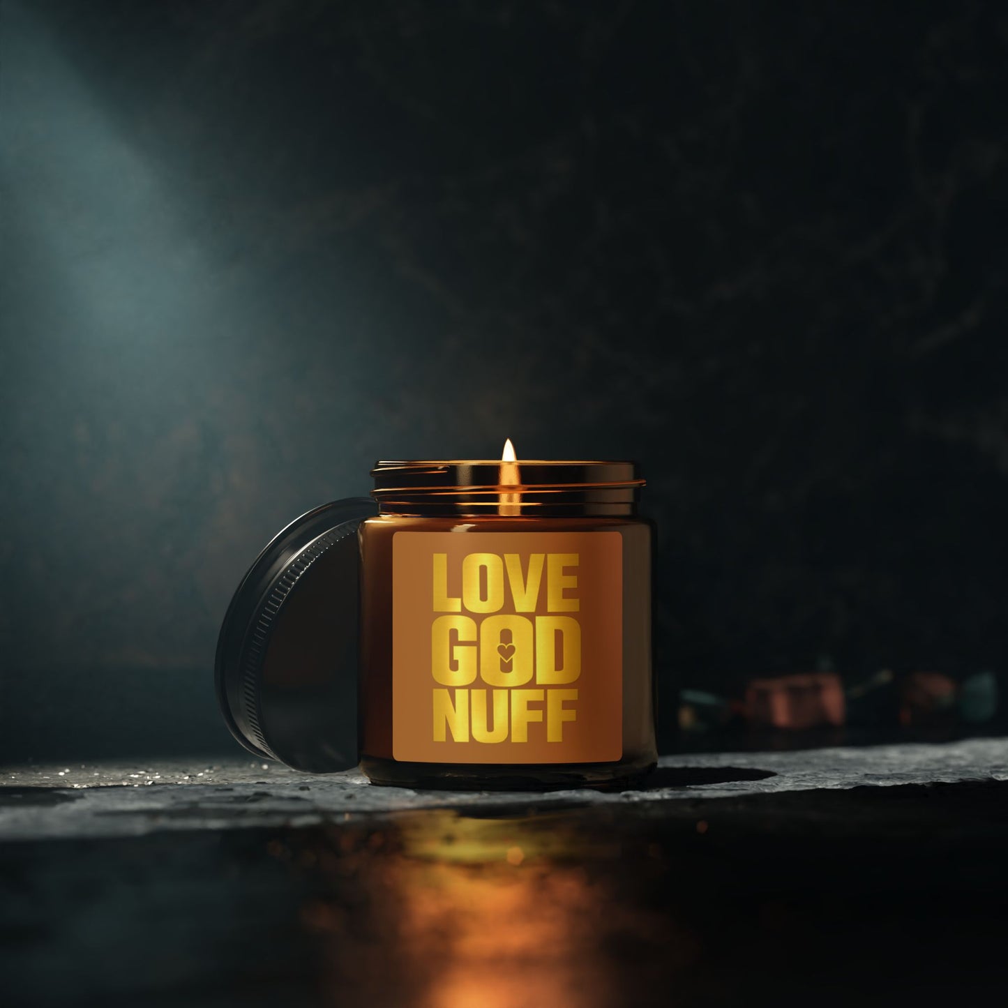 Love God Nuff Scented Soy Candle — Amber Jar