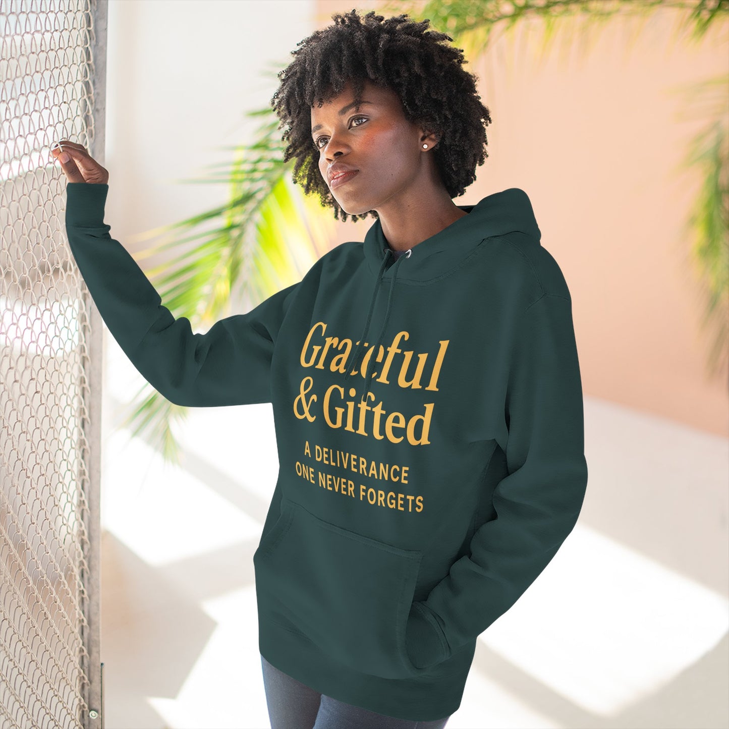 Grateful & Gifted Fleece Hoodie, Cozy Sweatshirt, Inspirational Hoodie, Perfect Gift for Holidays, Comfortable Casual Wear