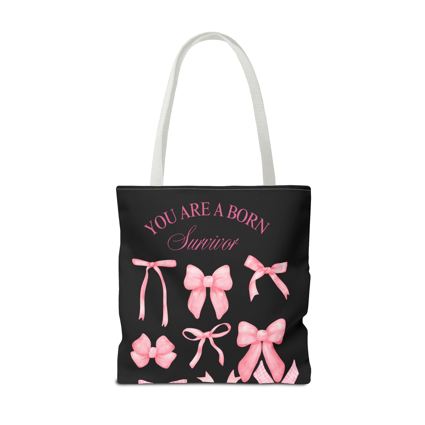 Empowering Pink Ribbon Tote Bag, Breast Cancer Awareness, Survivor Gift, Inspirational Bag, Bows & Ribbons Design, Supportive Gift