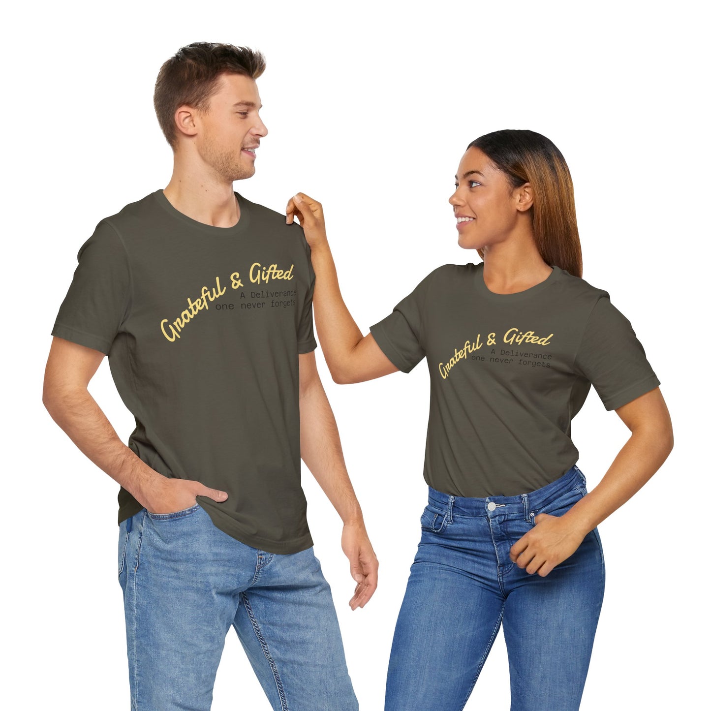 Grateful & Gifted Tee - Unisex Jersey Short Sleeve T-Shirt, Inspirational Gift, Casual Wear, Celebration Shirt, Everyday Comfort