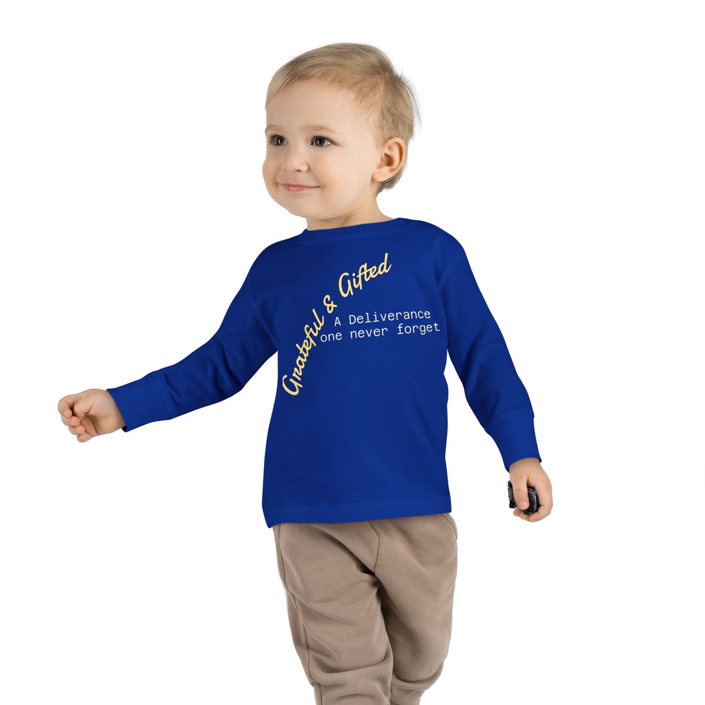 Gold-Printed Toddler Long Sleeve Tee | Perfect for Everyday Play, Birthdays, Holidays, and Family Photos