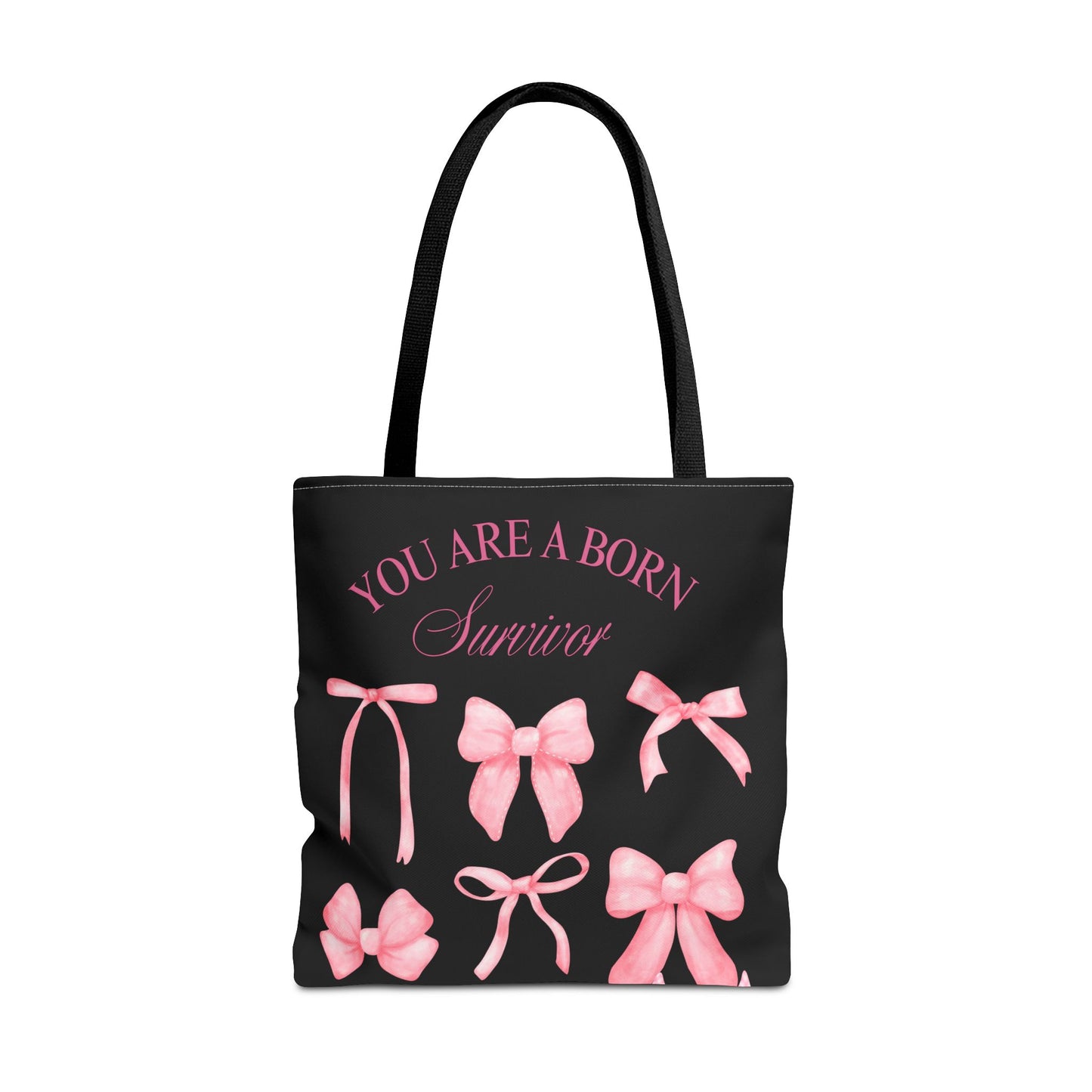 Empowering Pink Ribbon Tote Bag, Breast Cancer Awareness, Survivor Gift, Inspirational Bag, Bows & Ribbons Design, Supportive Gift