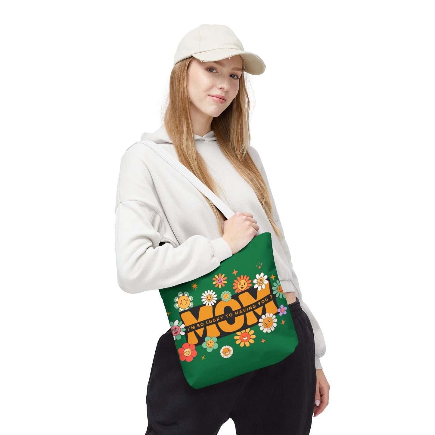 Charming Floral Mom Tote Bag, Mother's Day Gift, Eco-Friendly Shopping Bag, Flower Print Handbag, Cute Tote for Moms