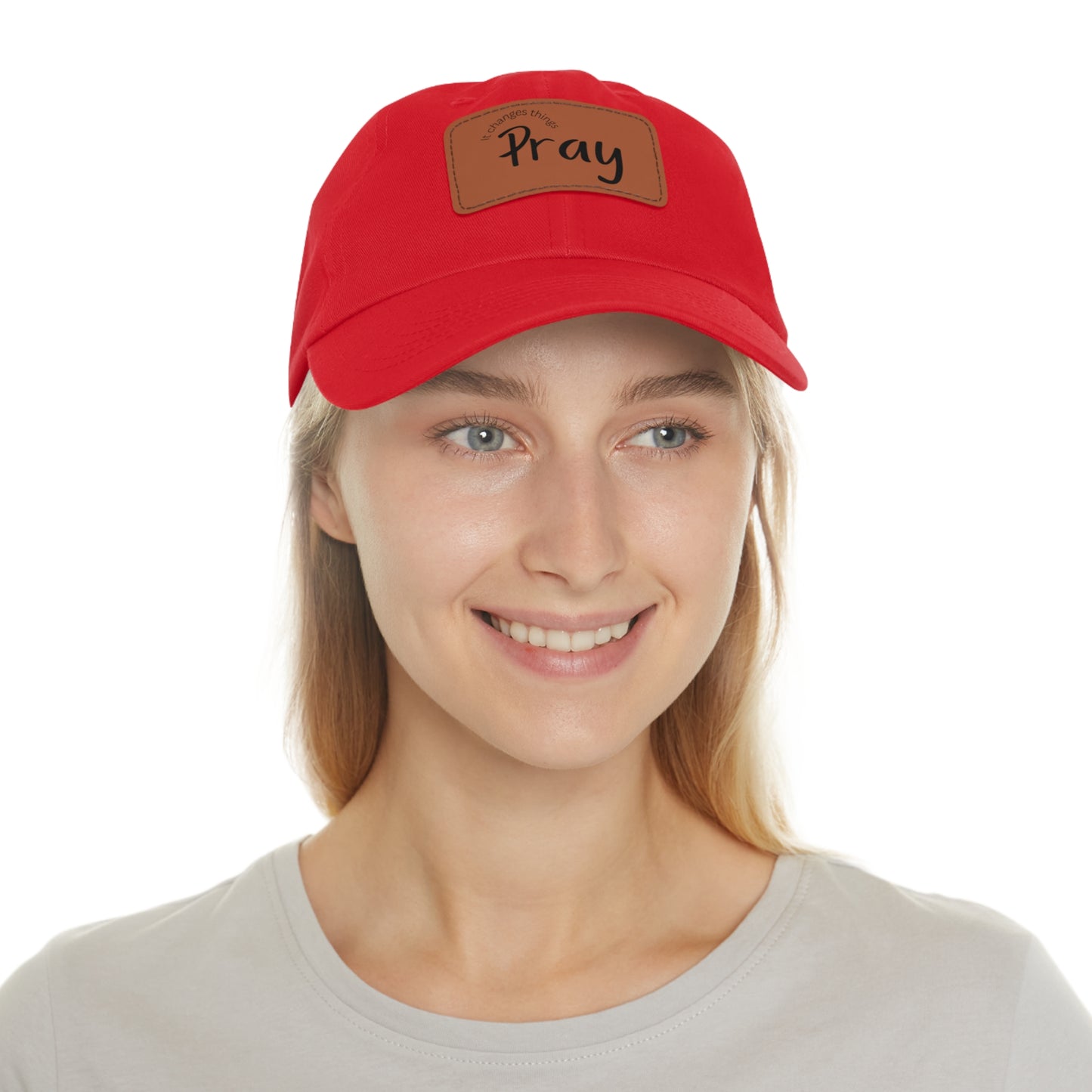 Pray Dad Hat | Leather Patch Cap, Comfortable Sun Protection, Gift for Dads, Christian Apparel, Everyday Style