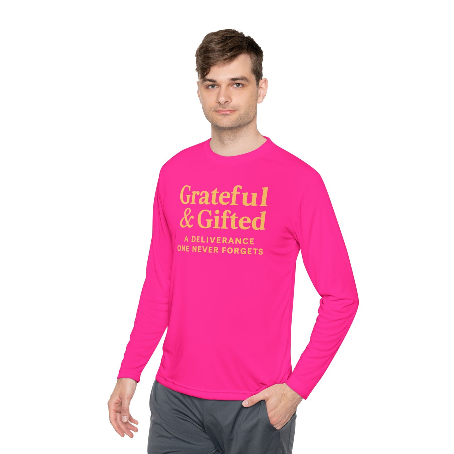 Grateful & Gifted Long Sleeve Tee | Inspirational Gift, Unisex Shirt, Perfect for Celebrations, Casual Wear, Thoughtful Present