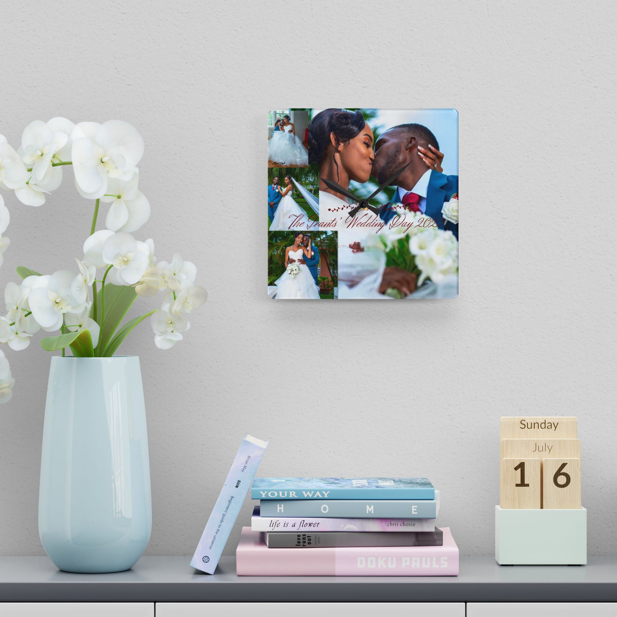 Our Wedding Day – Personalised Wedding Photo Clock | Custom Couple Keepsake Gift