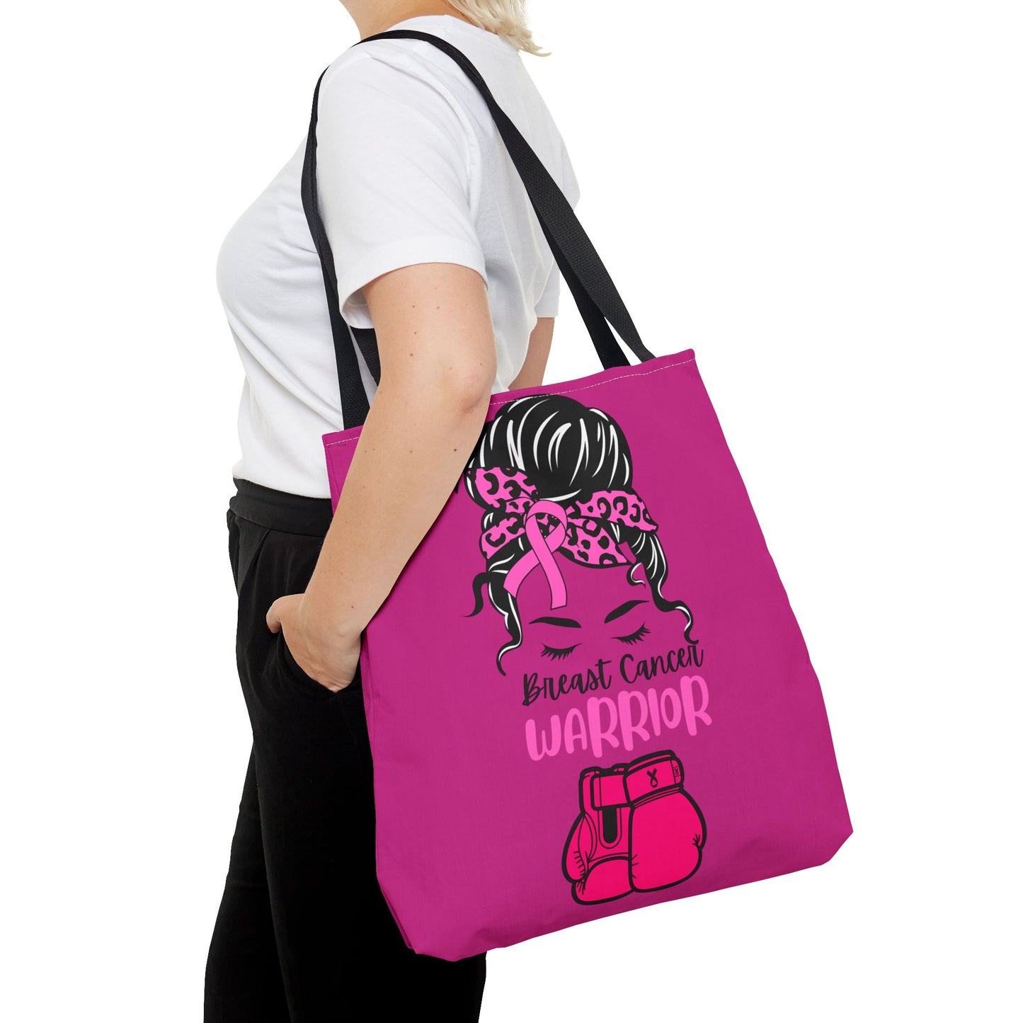 Empowering Warrior Tote Bag - Breast Cancer Awareness, Gift for Survivors, Inspirational, Pink Fighter Bag, Supportive Tote