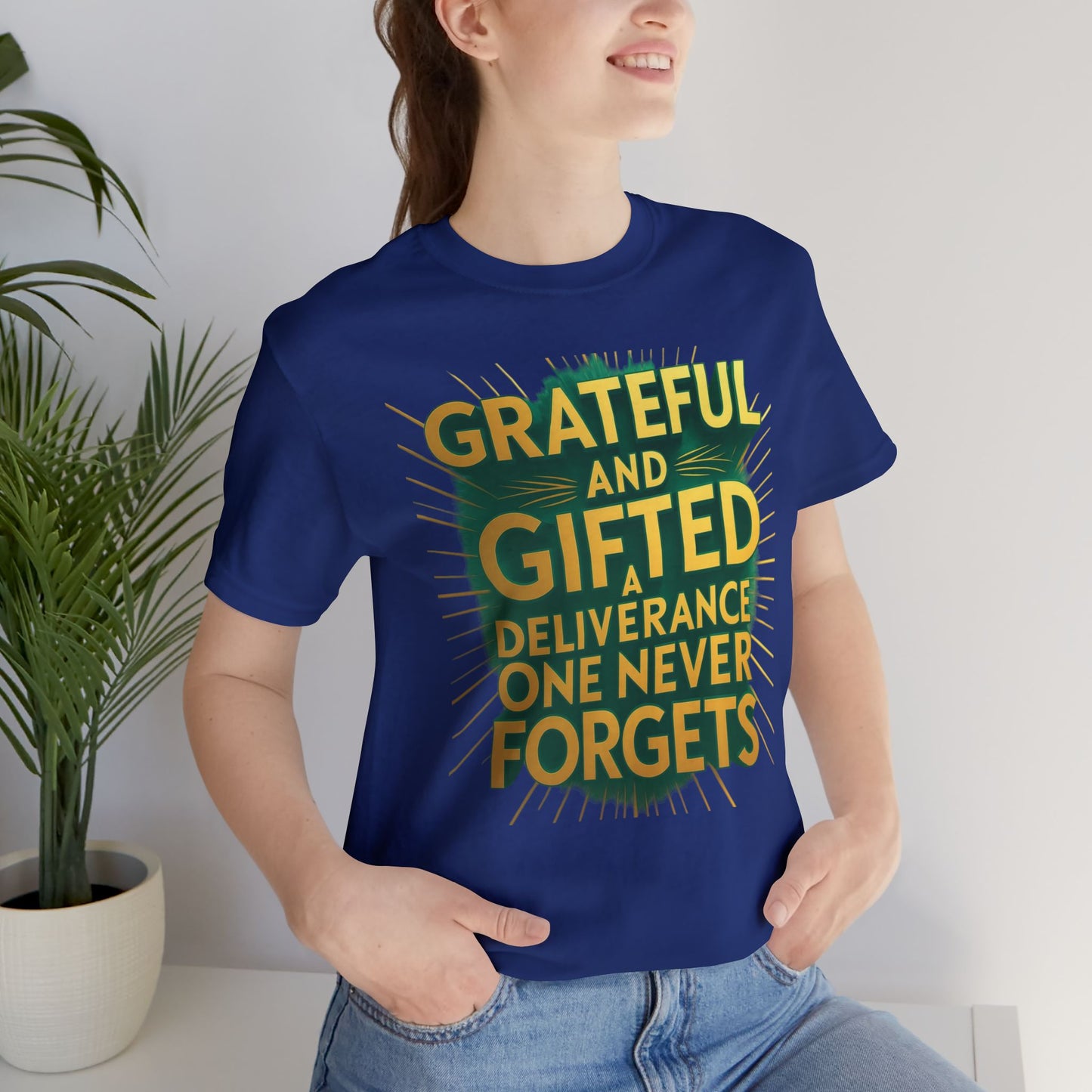 Grateful and Gifted T-Shirt | Unisex Jersey Tee for Celebrations, Birthday Gift, Inspirational Apparel, Everyday Wear