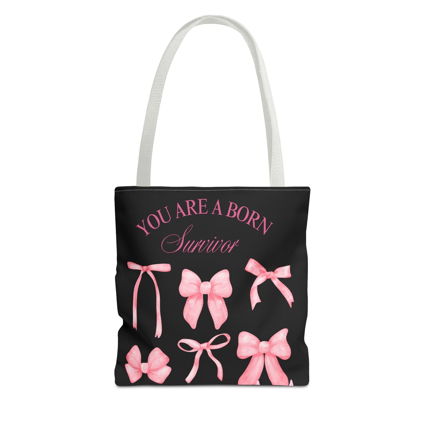 Empowering Pink Ribbon Tote Bag, Breast Cancer Awareness, Survivor Gift, Inspirational Bag, Bows & Ribbons Design, Supportive Gift