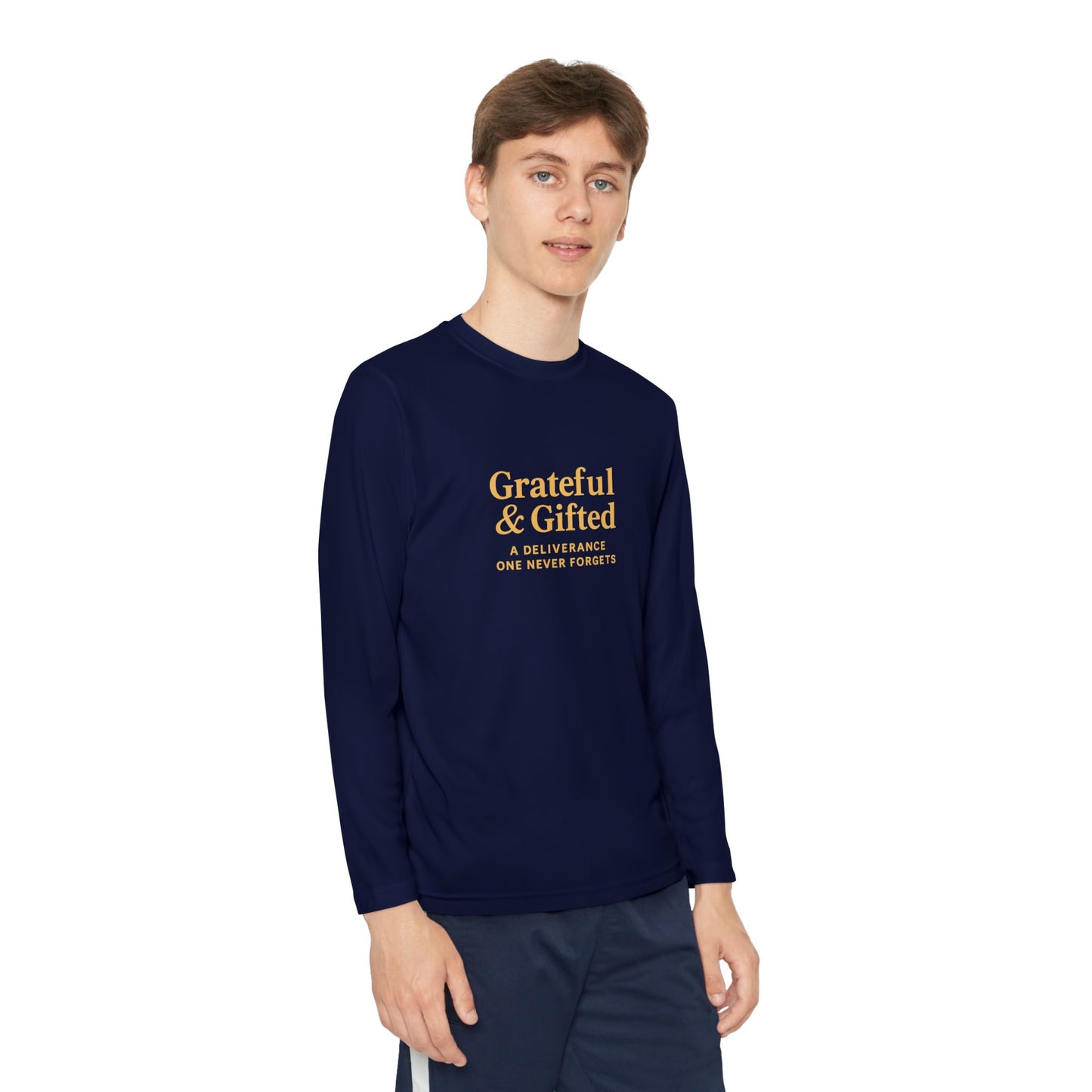 Grateful & Gifted Youth Long Sleeve Tee, Kids Motivational Shirt, Gift for Teens, Everyday Wear, Relaxed Fit T-Shirt