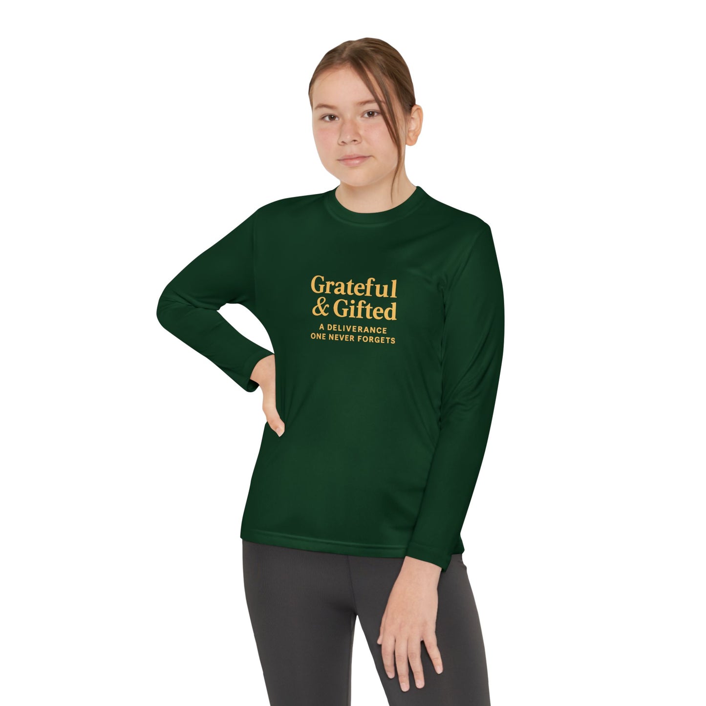 Grateful & Gifted Youth Long Sleeve Tee, Kids Motivational Shirt, Gift for Teens, Everyday Wear, Relaxed Fit T-Shirt