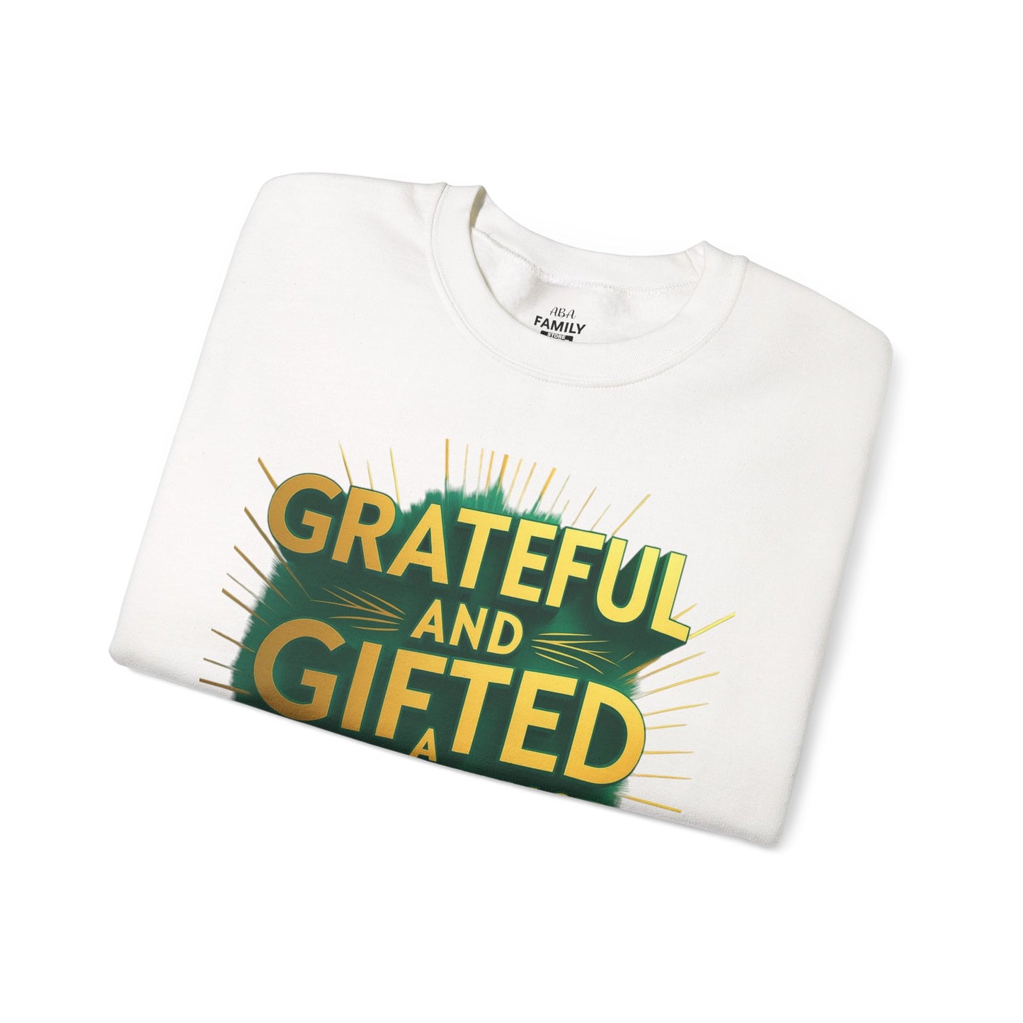 Grateful & Gifted Crewneck Sweatshirt, Unisex Gift for Thanksgiving, Cozy Relaxed Fit, Holiday Clothing, Inspirational Apparel