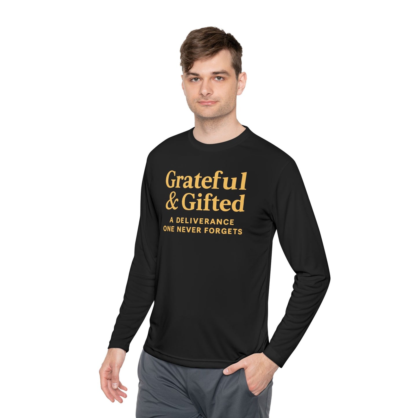 Grateful & Gifted Long Sleeve Tee | Inspirational Gift, Unisex Shirt, Perfect for Celebrations, Casual Wear, Thoughtful Present