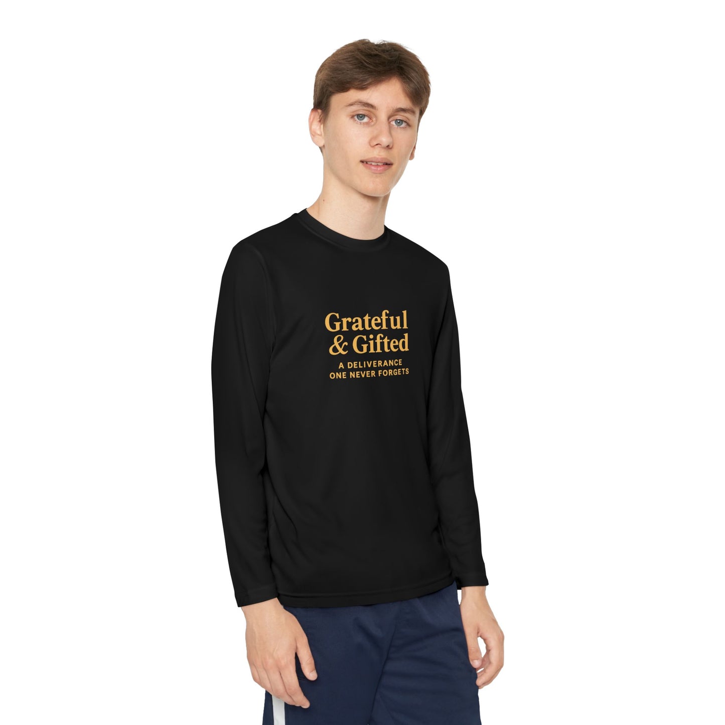 Grateful & Gifted Youth Long Sleeve Tee, Kids Motivational Shirt, Gift for Teens, Everyday Wear, Relaxed Fit T-Shirt