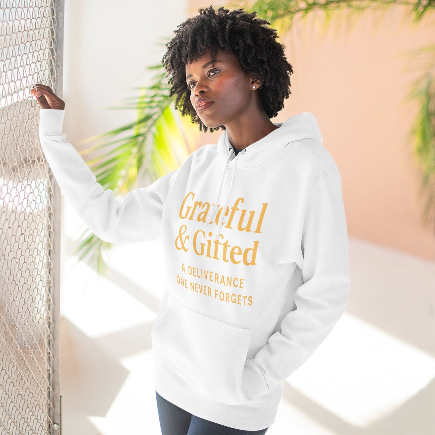 Grateful & Gifted Fleece Hoodie, Cozy Sweatshirt, Inspirational Hoodie, Perfect Gift for Holidays, Comfortable Casual Wear