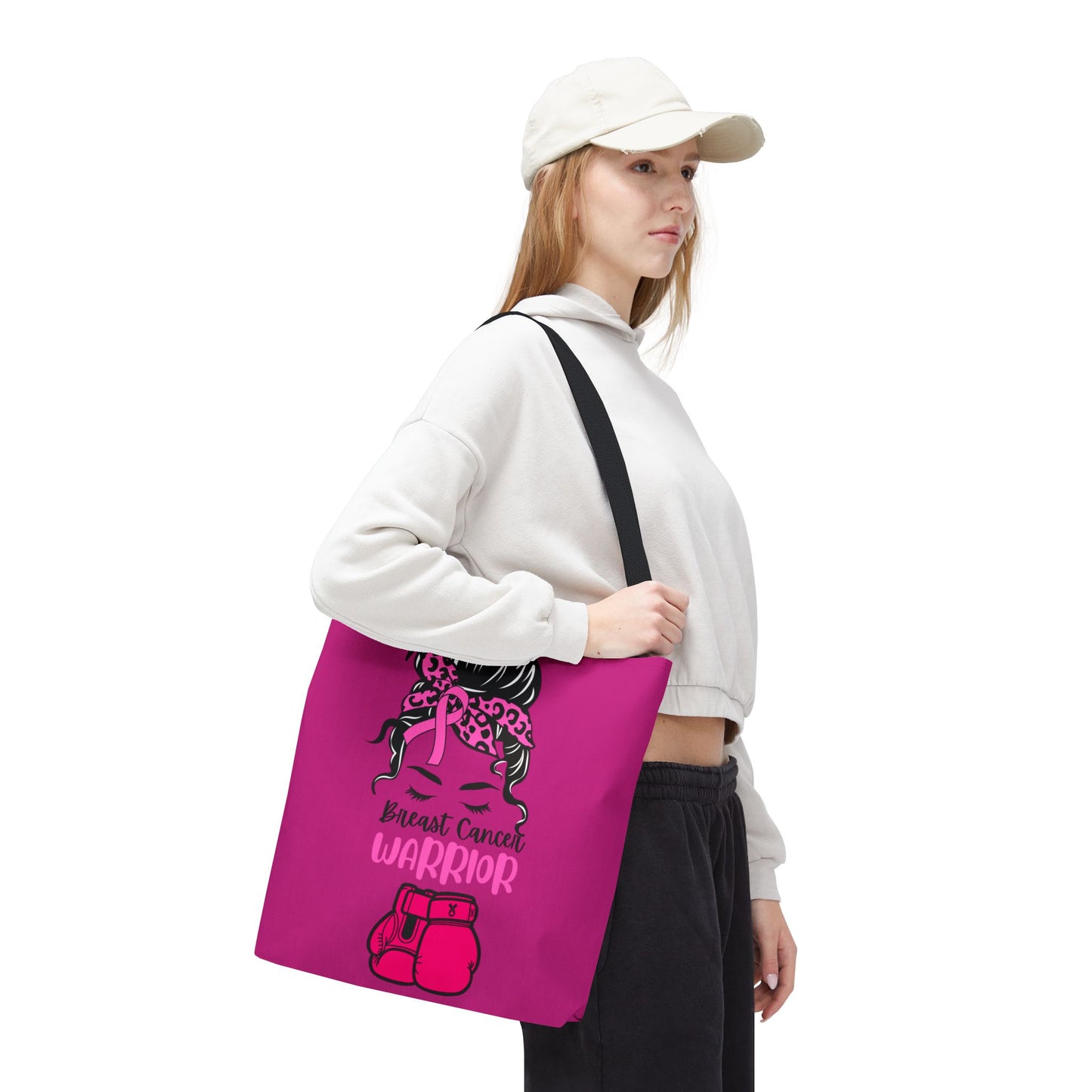 Empowering Warrior Tote Bag - Breast Cancer Awareness, Gift for Survivors, Inspirational, Pink Fighter Bag, Supportive Tote