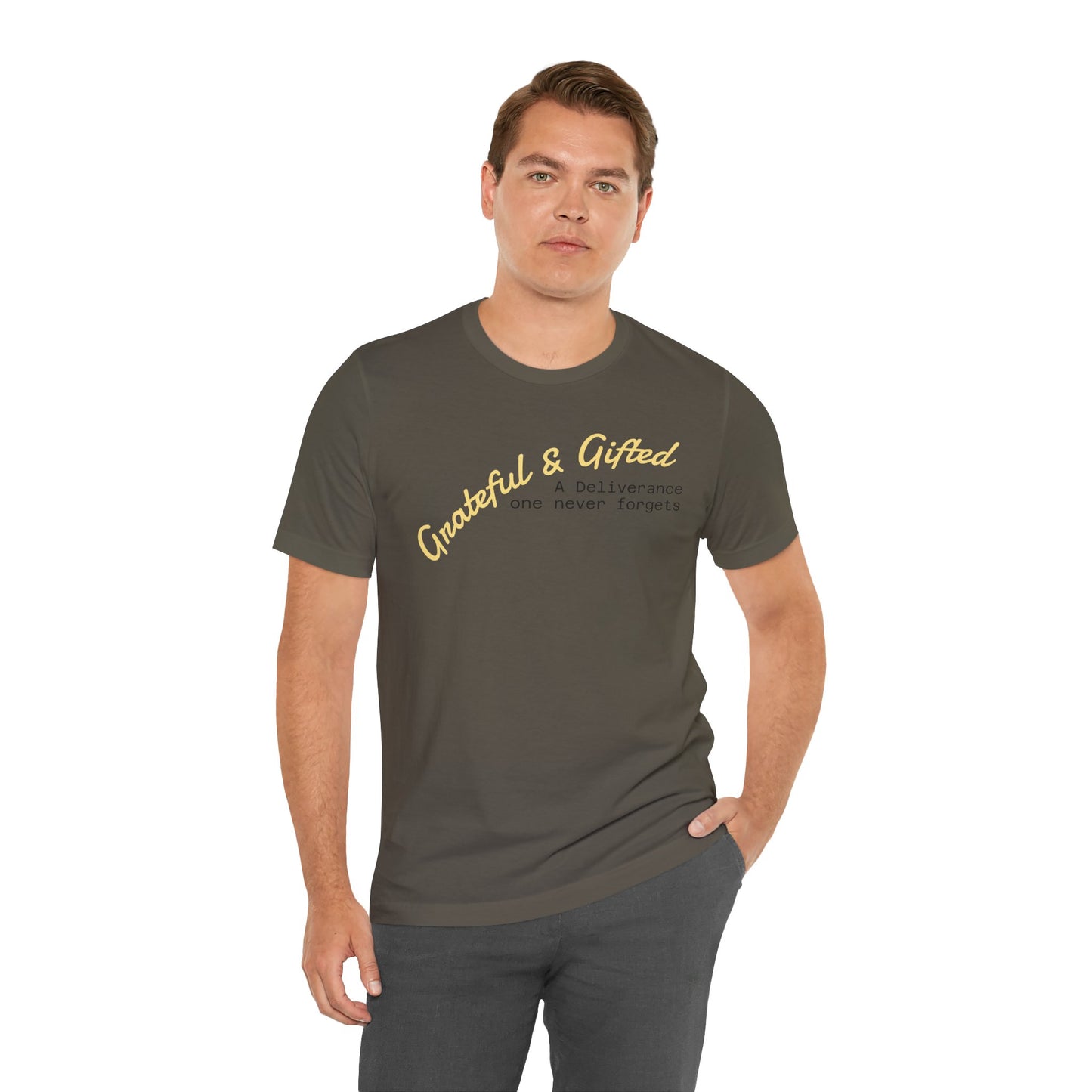 Grateful & Gifted Tee - Unisex Jersey Short Sleeve T-Shirt, Inspirational Gift, Casual Wear, Celebration Shirt, Everyday Comfort