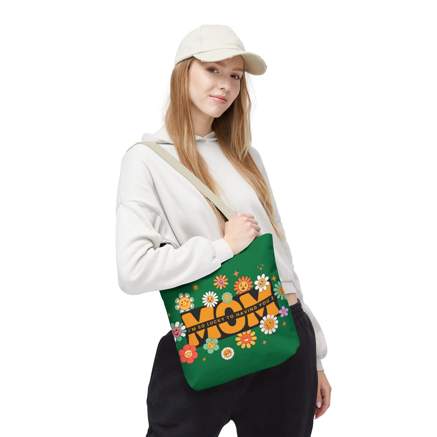 Charming Floral Mom Tote Bag, Mother's Day Gift, Eco-Friendly Shopping Bag, Flower Print Handbag, Cute Tote for Moms