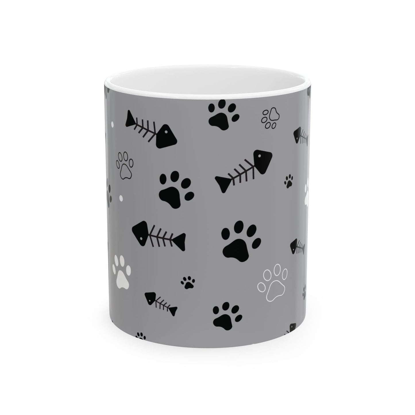 Fish Bone Ceramic Mug, (11oz, 15oz), Fish Bone Coffee Mug,