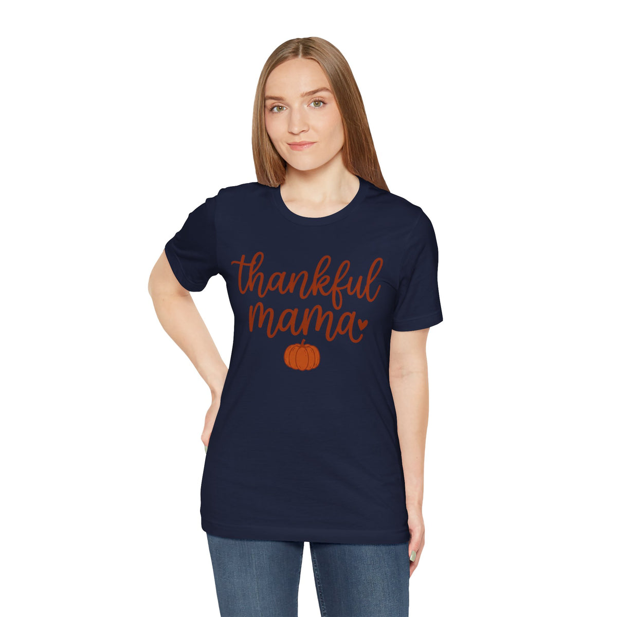 Thankful Mama Tee | Thanksgiving pumpkin mom shirt, fall harvest apparel