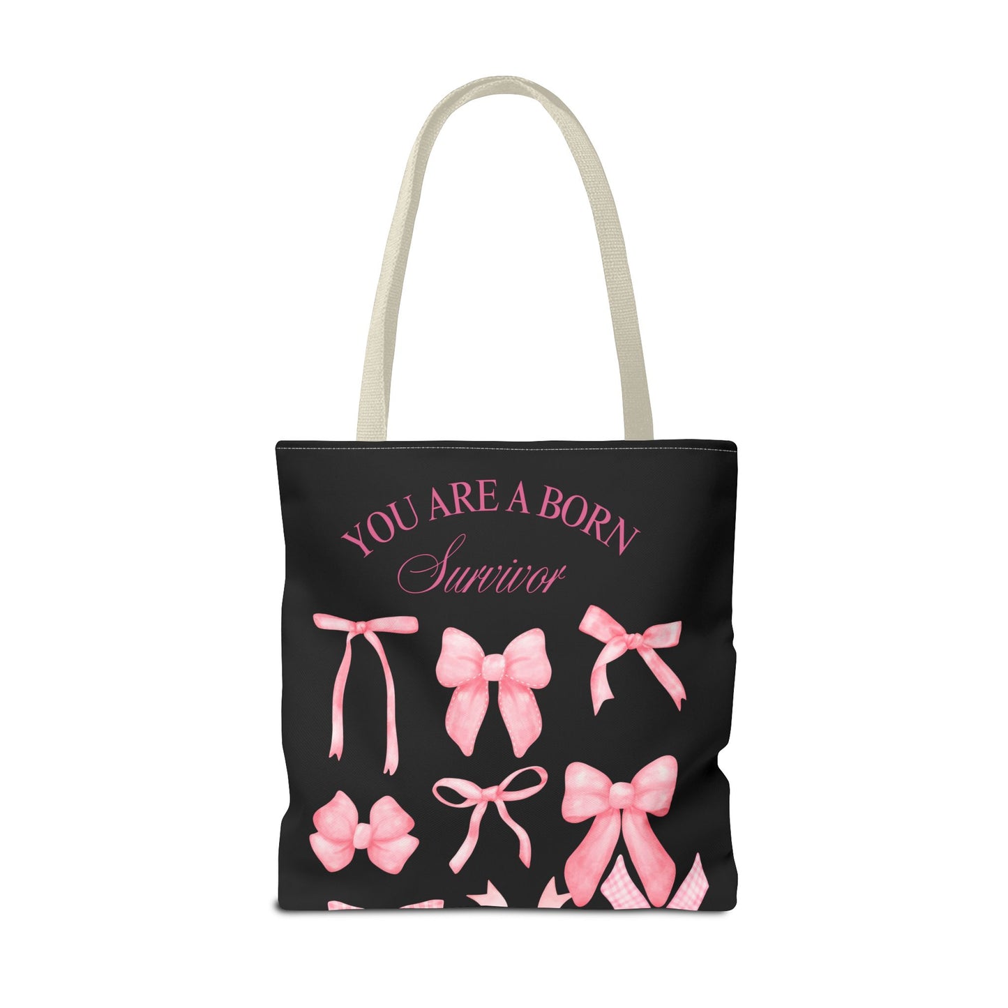 Empowering Pink Ribbon Tote Bag, Breast Cancer Awareness, Survivor Gift, Inspirational Bag, Bows & Ribbons Design, Supportive Gift
