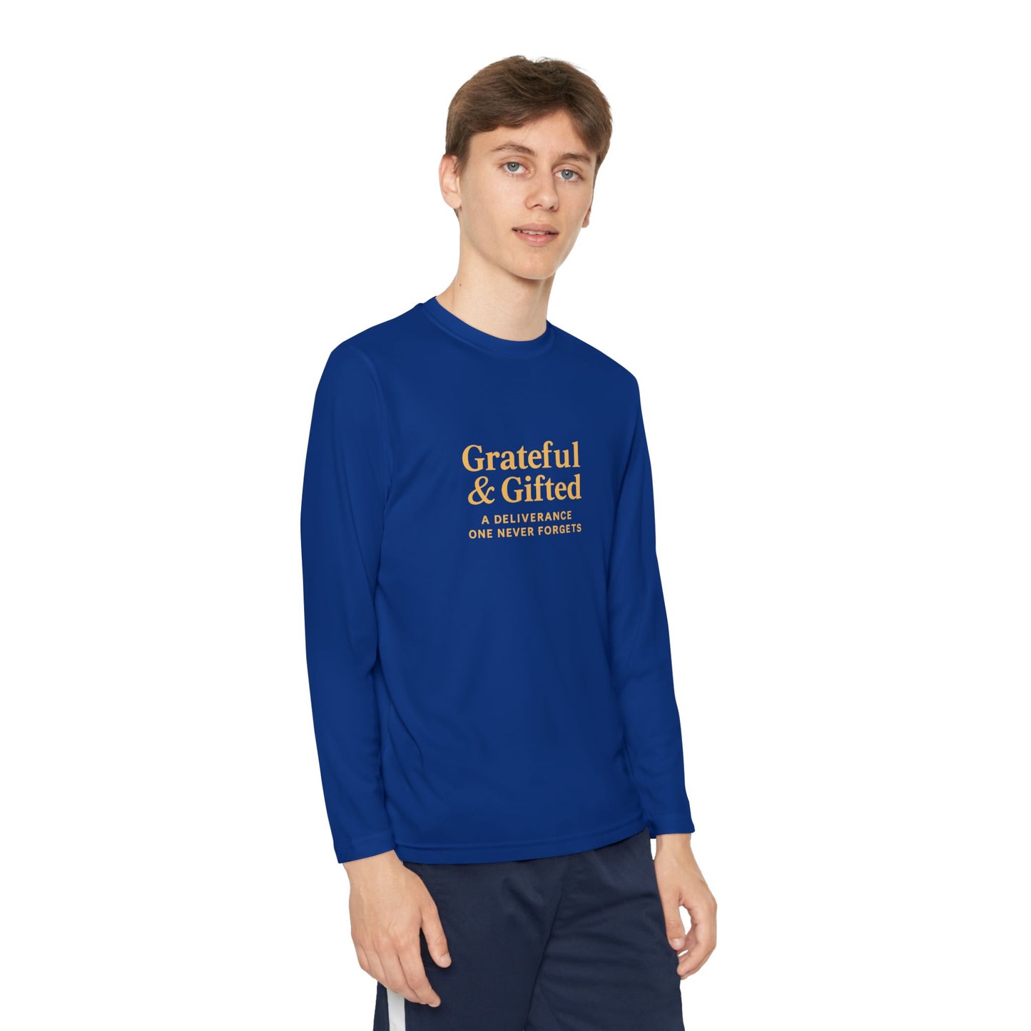 Grateful & Gifted Youth Long Sleeve Tee, Kids Motivational Shirt, Gift for Teens, Everyday Wear, Relaxed Fit T-Shirt