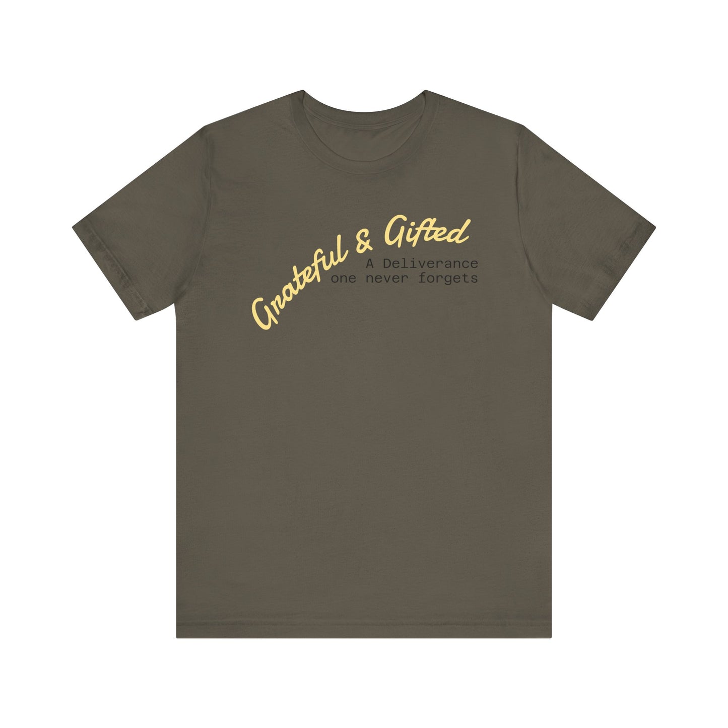 Grateful & Gifted Tee - Unisex Jersey Short Sleeve T-Shirt, Inspirational Gift, Casual Wear, Celebration Shirt, Everyday Comfort