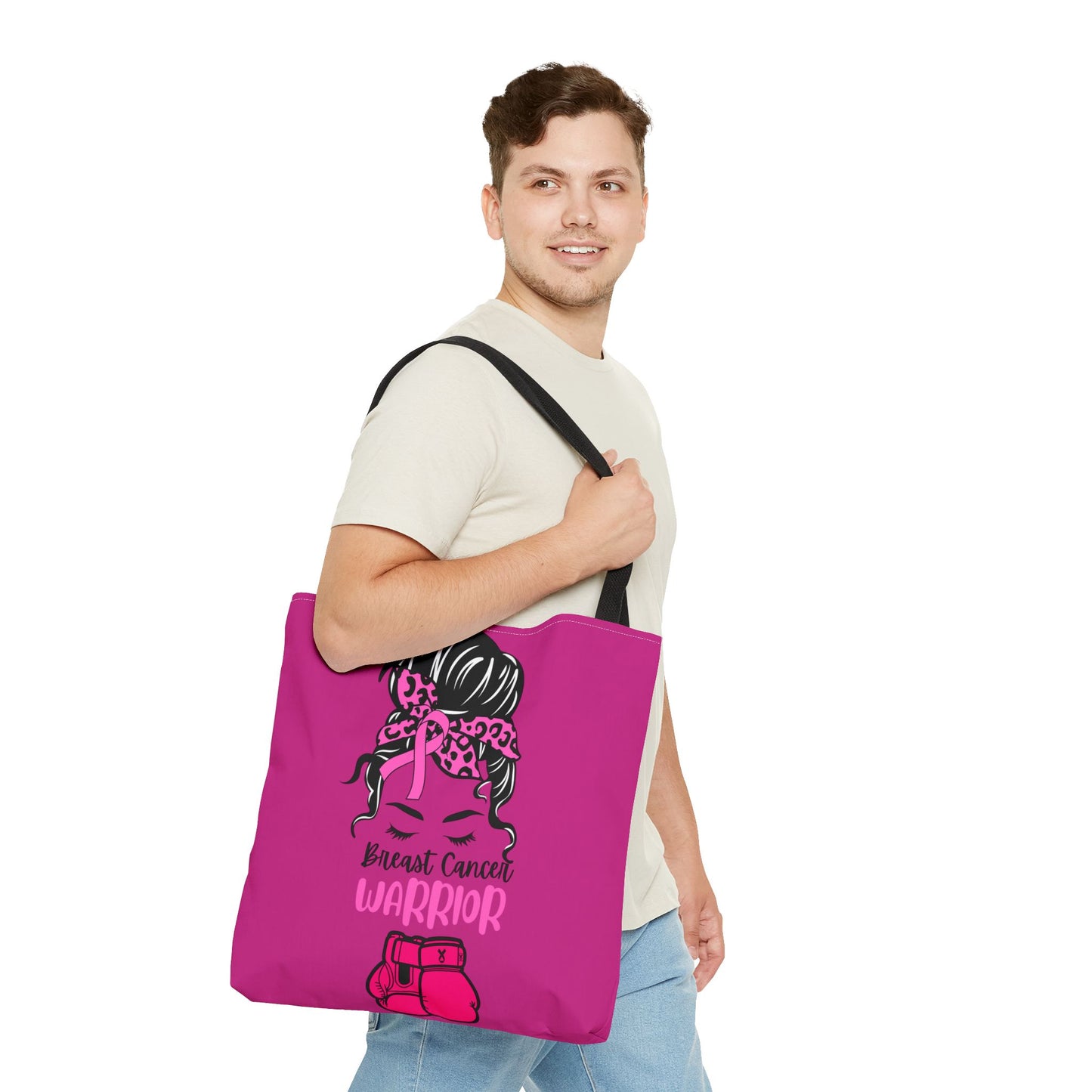 Empowering Warrior Tote Bag - Breast Cancer Awareness, Gift for Survivors, Inspirational, Pink Fighter Bag, Supportive Tote