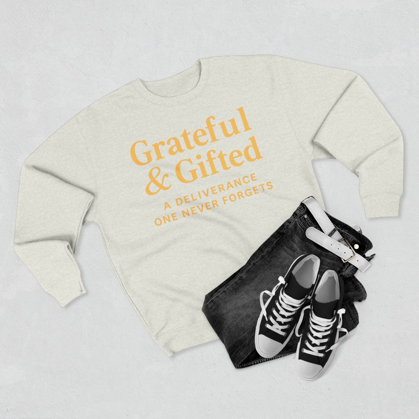 Grateful & Gifted Sweatshirt, Cozy Unisex Crewneck, Inspirational Gift, Everyday Comfort, Perfect for Birthdays, Holidays