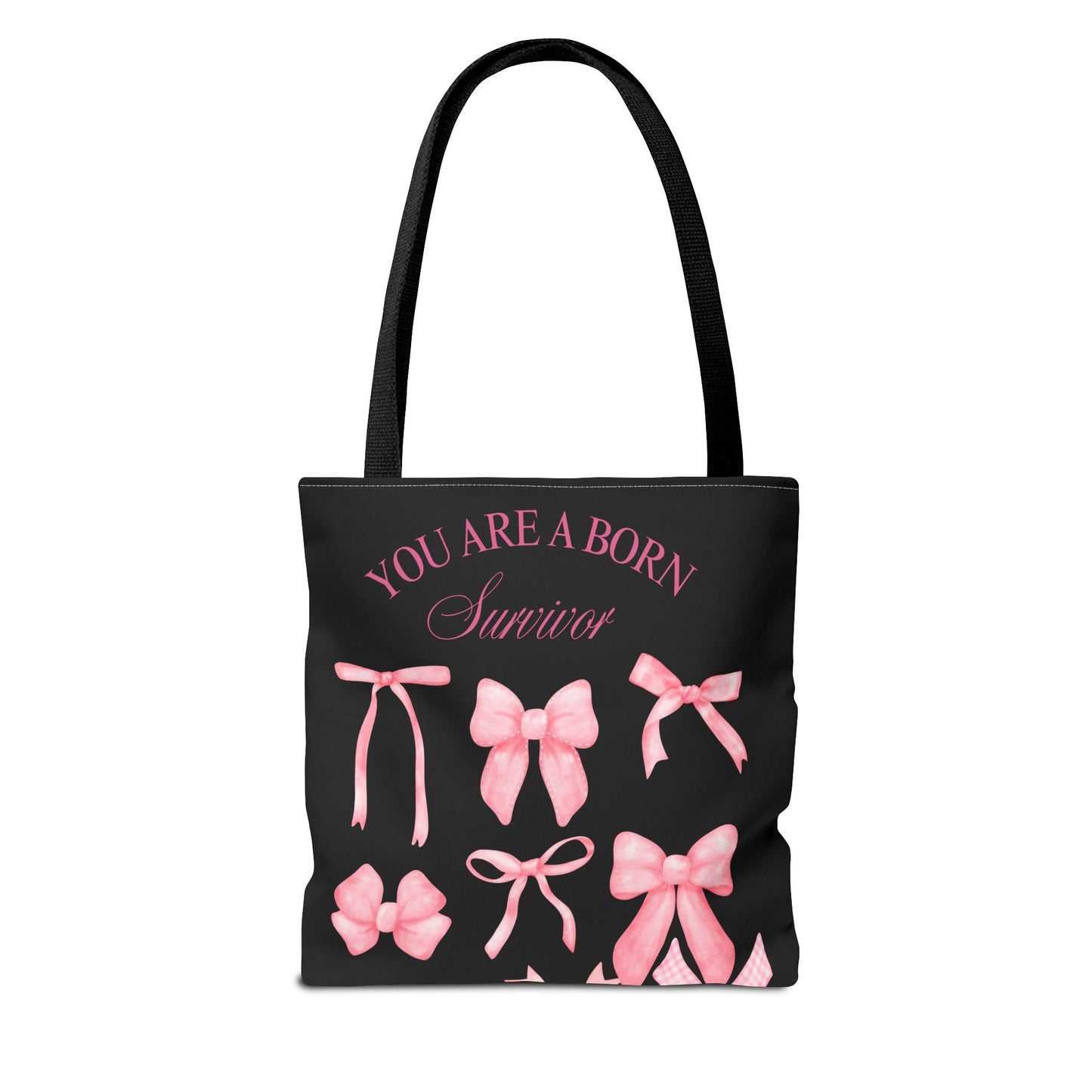 Empowering Pink Ribbon Tote Bag, Breast Cancer Awareness, Survivor Gift, Inspirational Bag, Bows & Ribbons Design, Supportive Gift