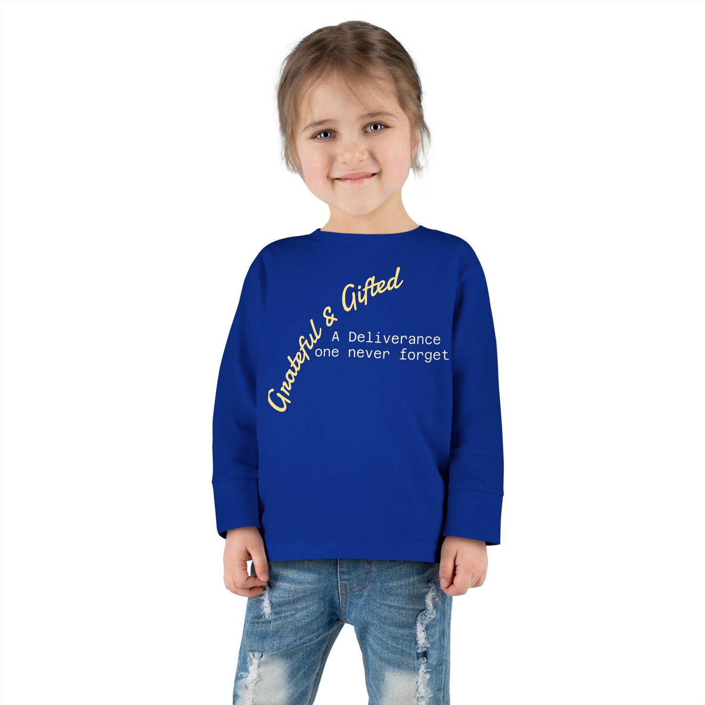Gold-Printed Toddler Long Sleeve Tee | Perfect for Everyday Play, Birthdays, Holidays, and Family Photos