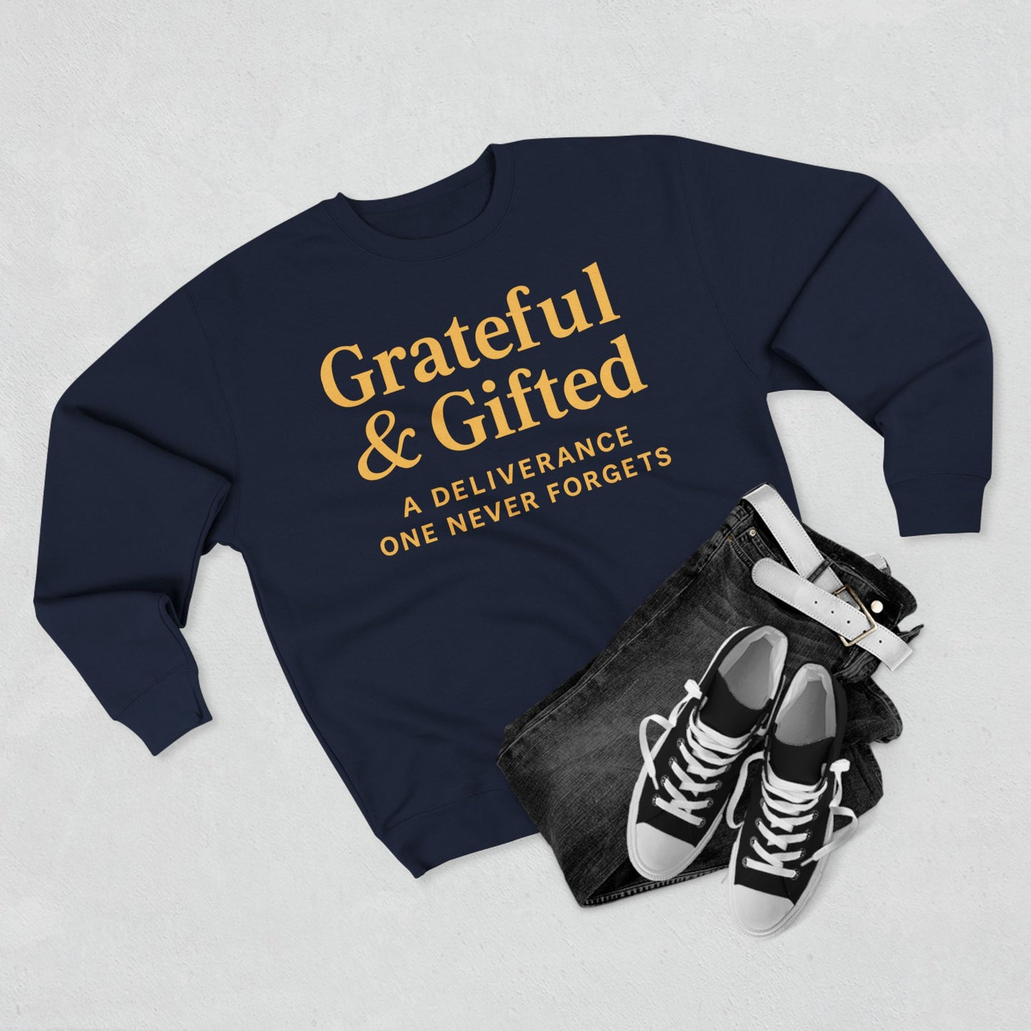 Grateful & Gifted Sweatshirt, Cozy Unisex Crewneck, Inspirational Gift, Everyday Comfort, Perfect for Birthdays, Holidays